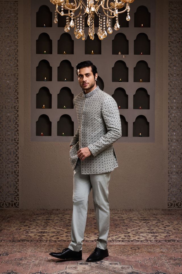 Grey Jodhpuri Coat Pant