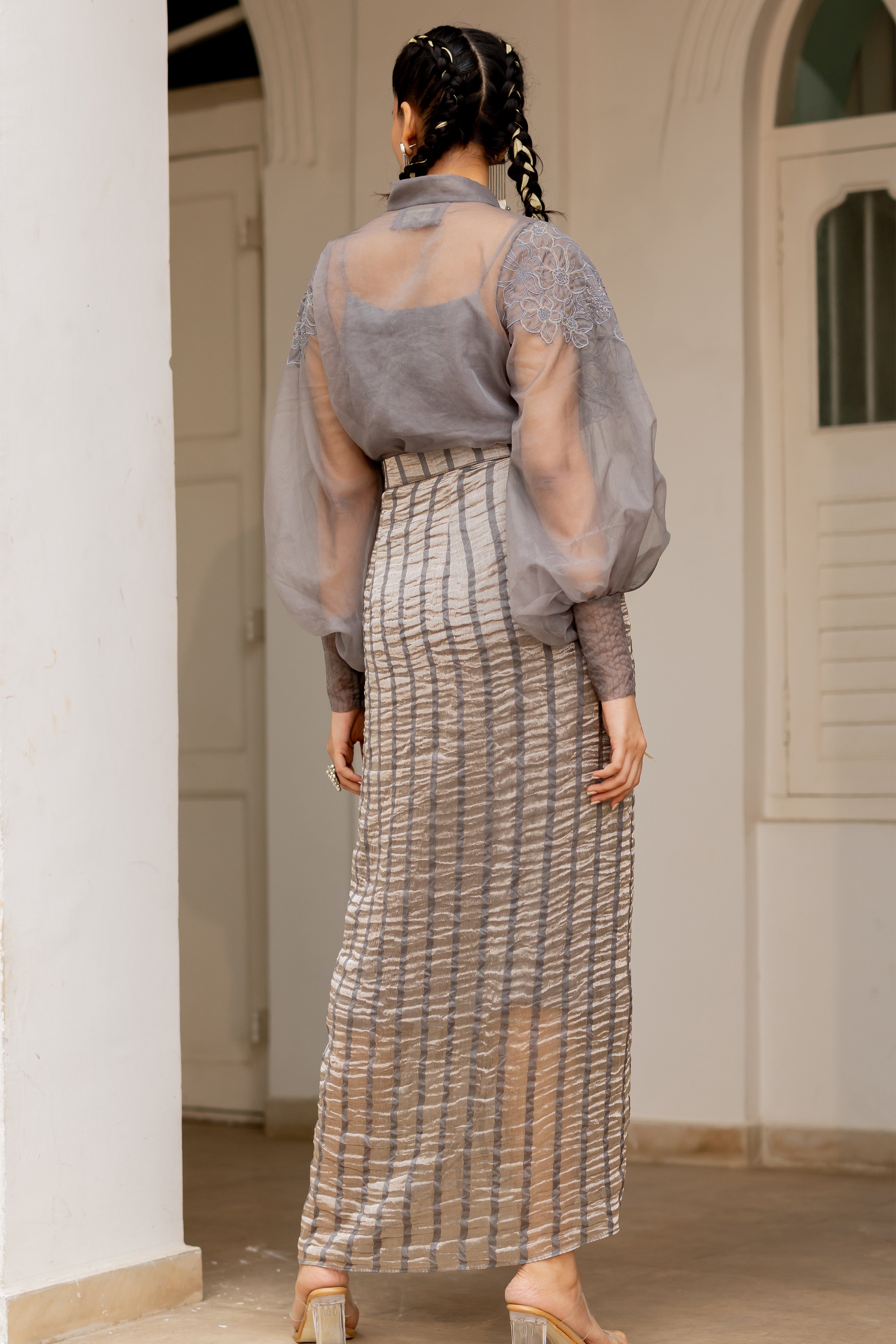 ASH SHIRT WITH DRAPE SKIRT (myrna)