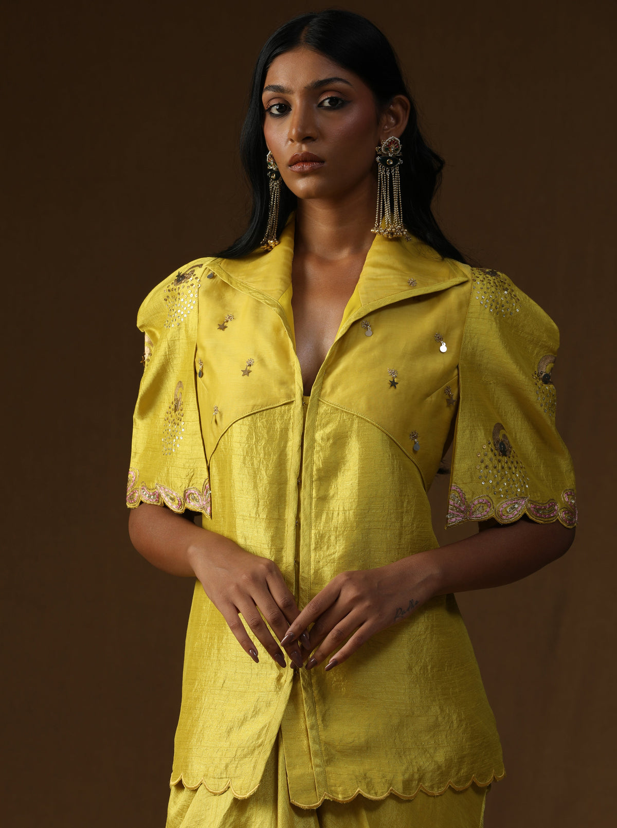 Rangadevi Lime– Draped Skirt Set