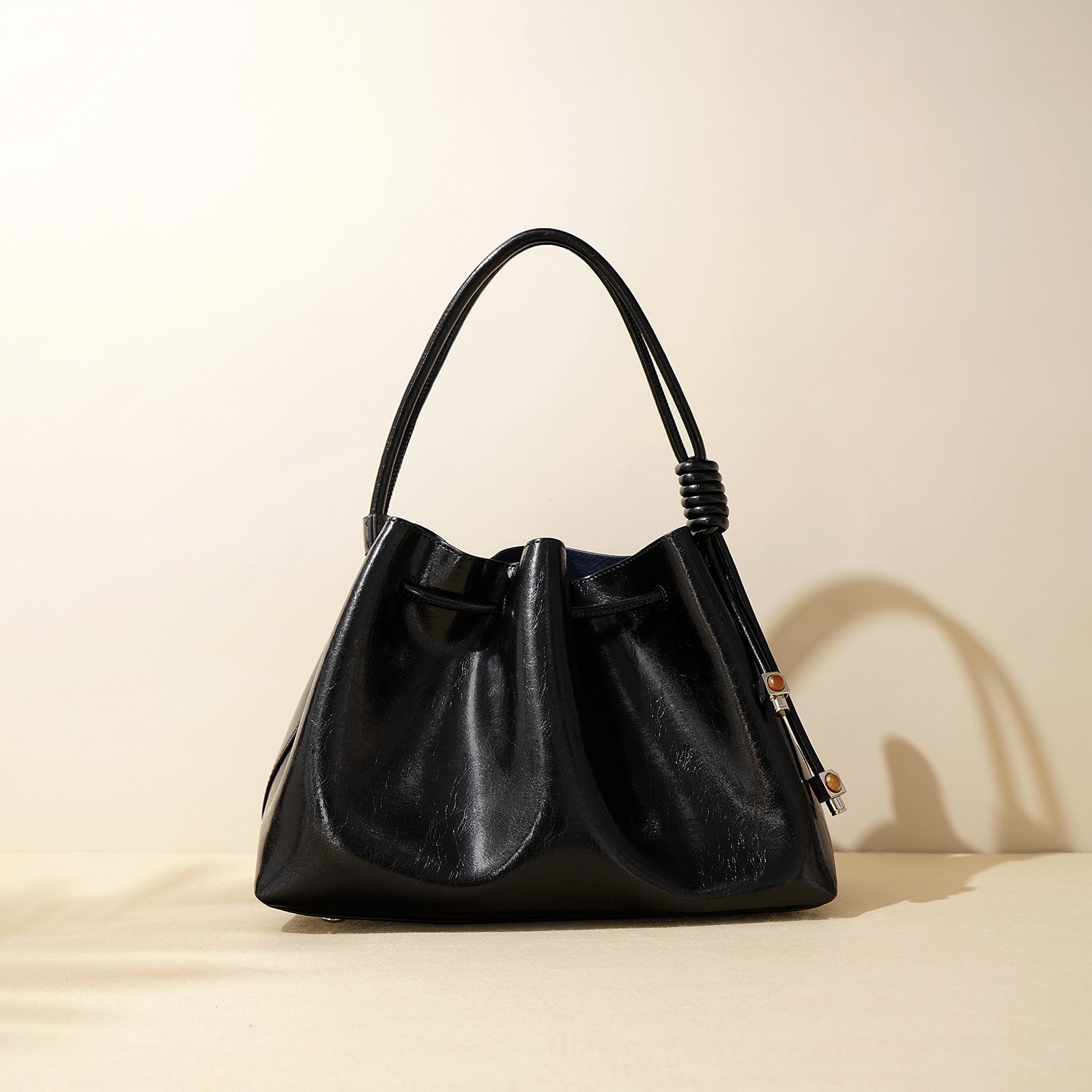 Terra- Ladies leather Satchel Bag, col. black