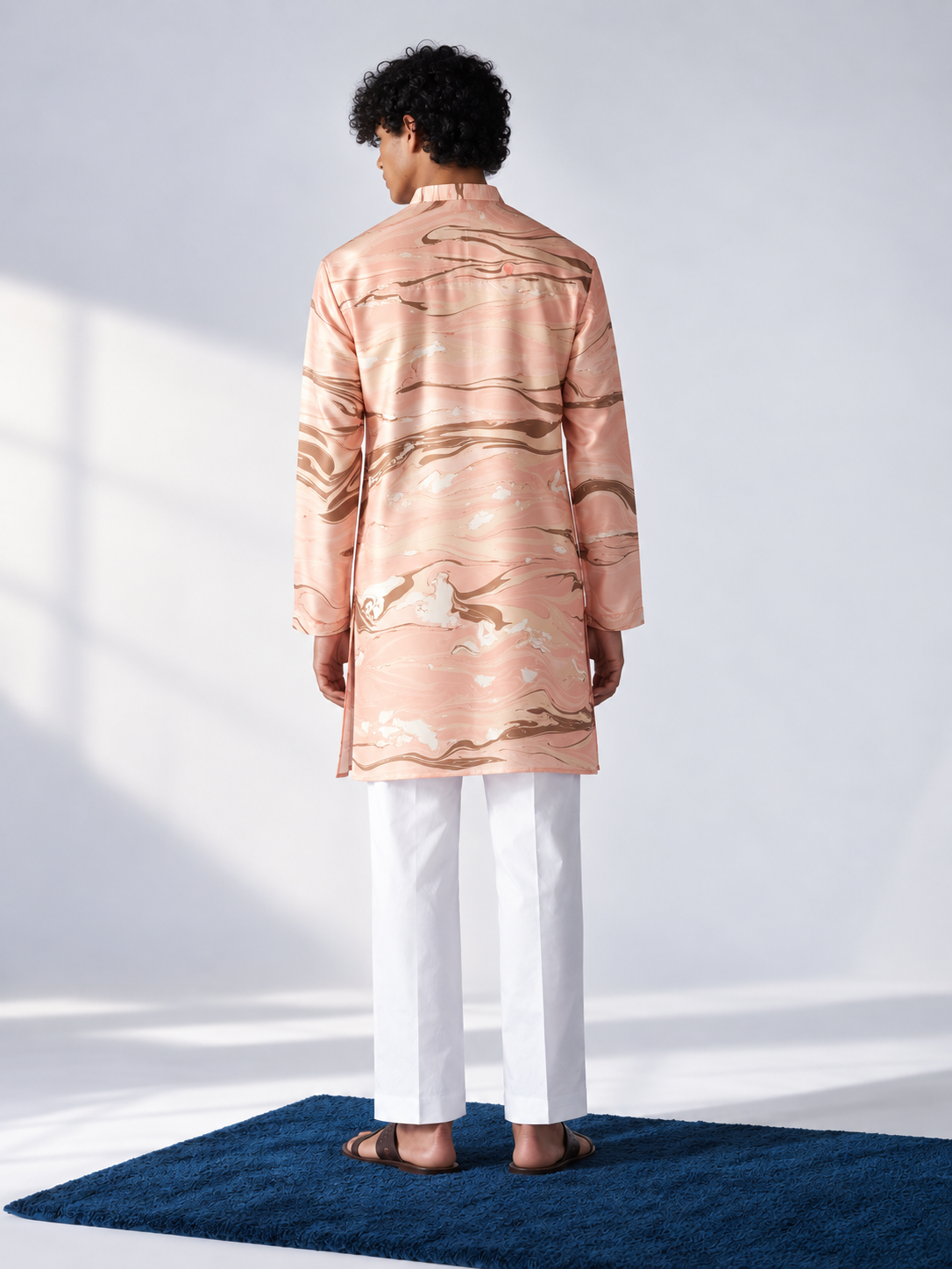 Peach Hand-Marbled Short Kurta