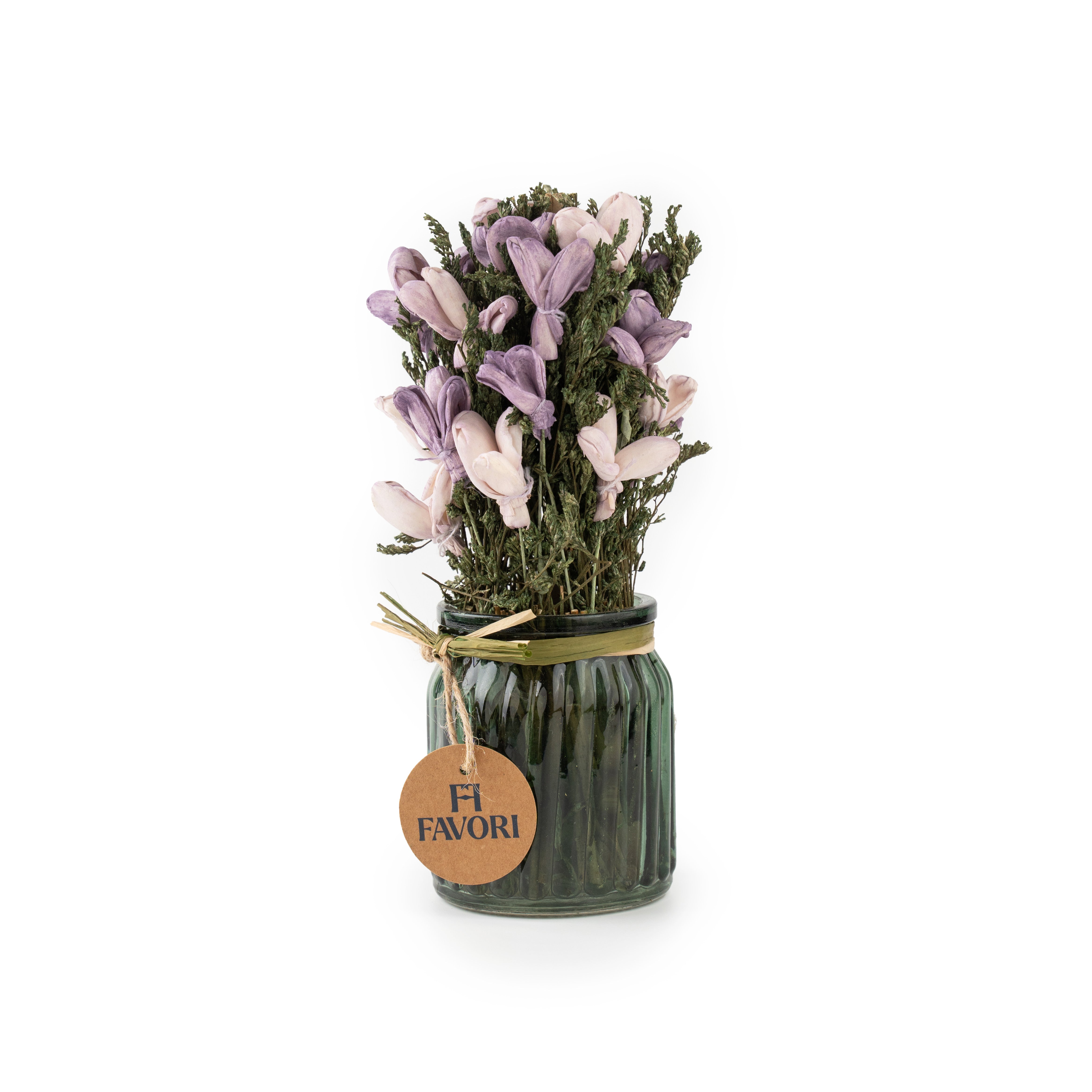 Serene Blooms - floral arrangement in grey ceramic vase