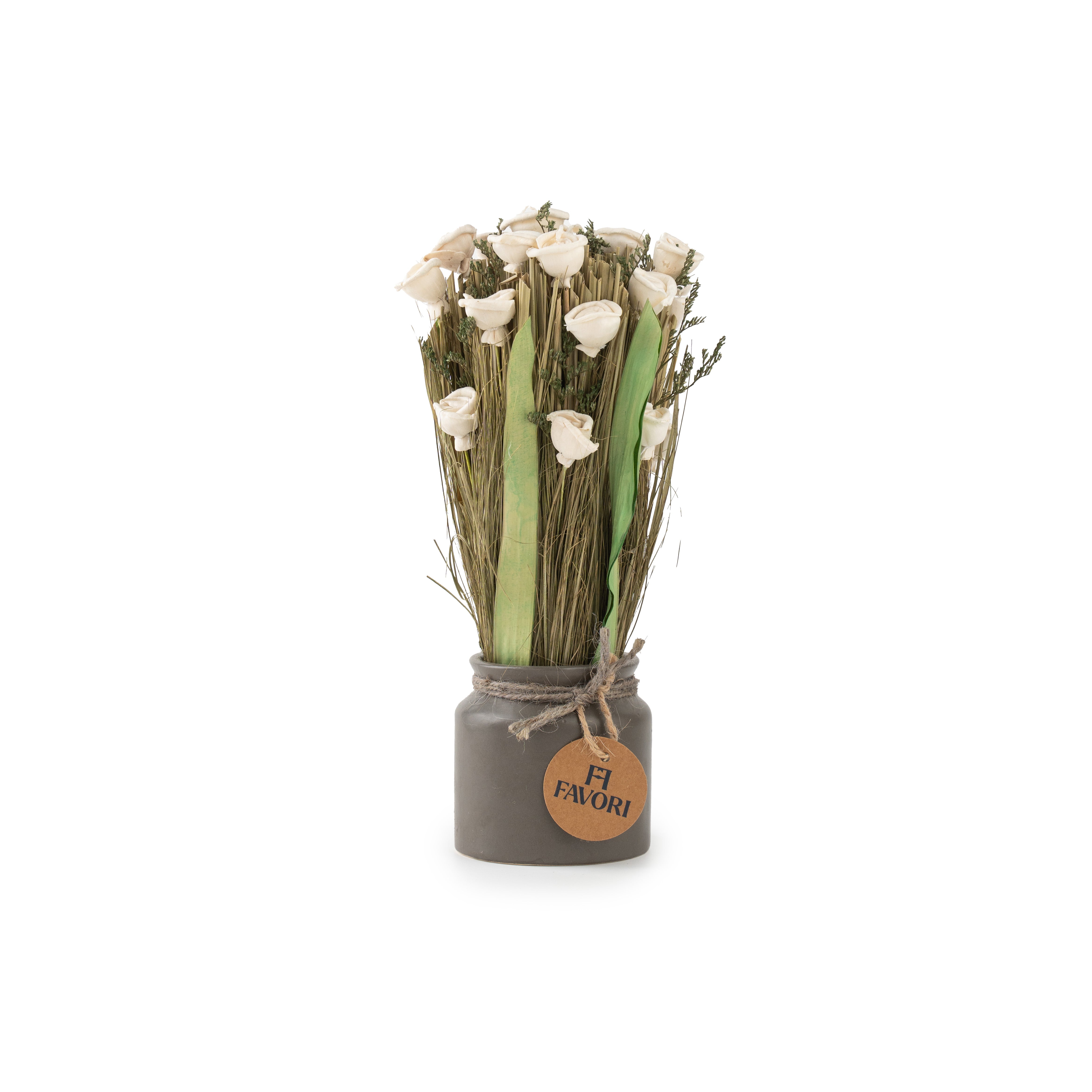 Serene Blooms - floral arrangement in grey ceramic vase