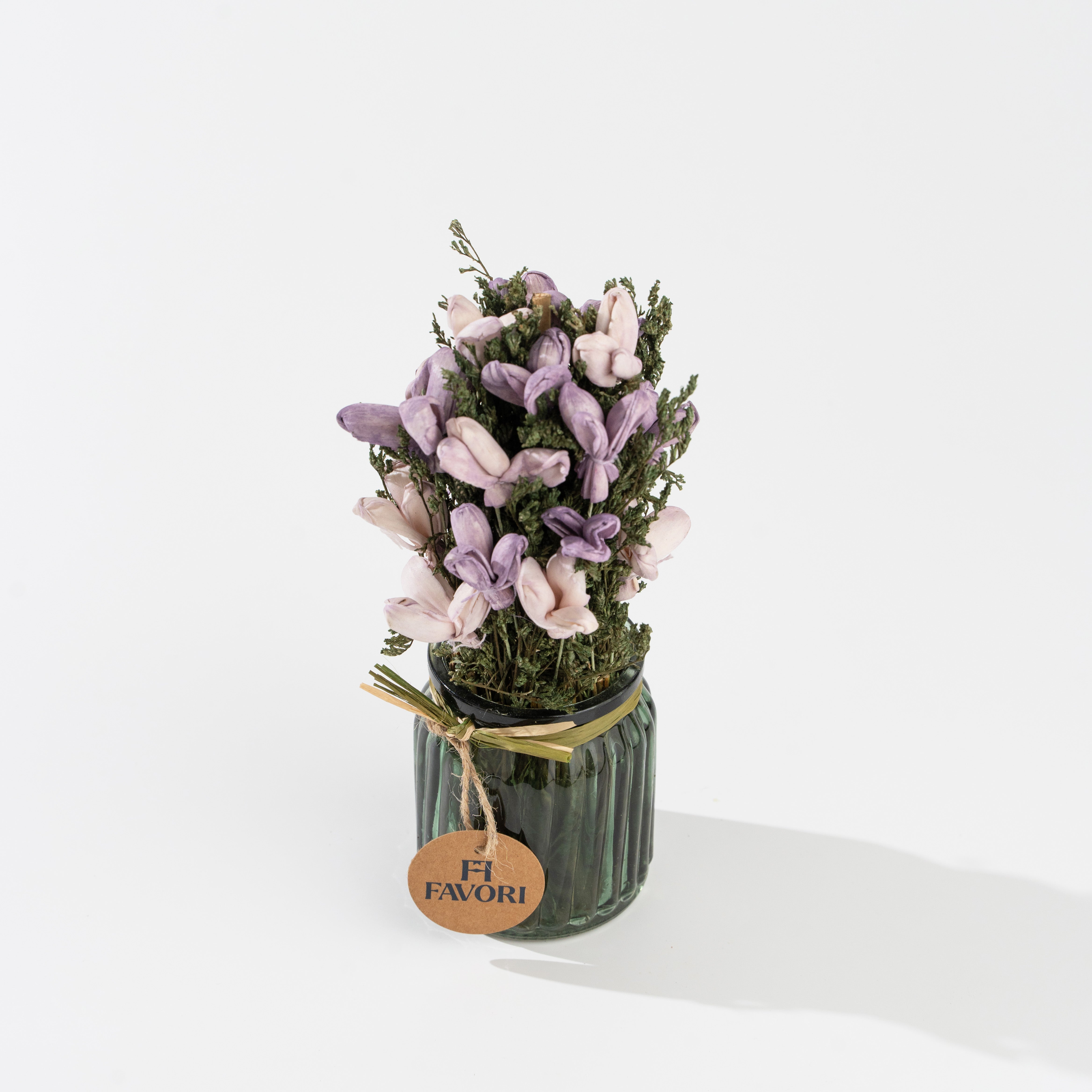 Serene Blooms - floral arrangement in grey ceramic vase