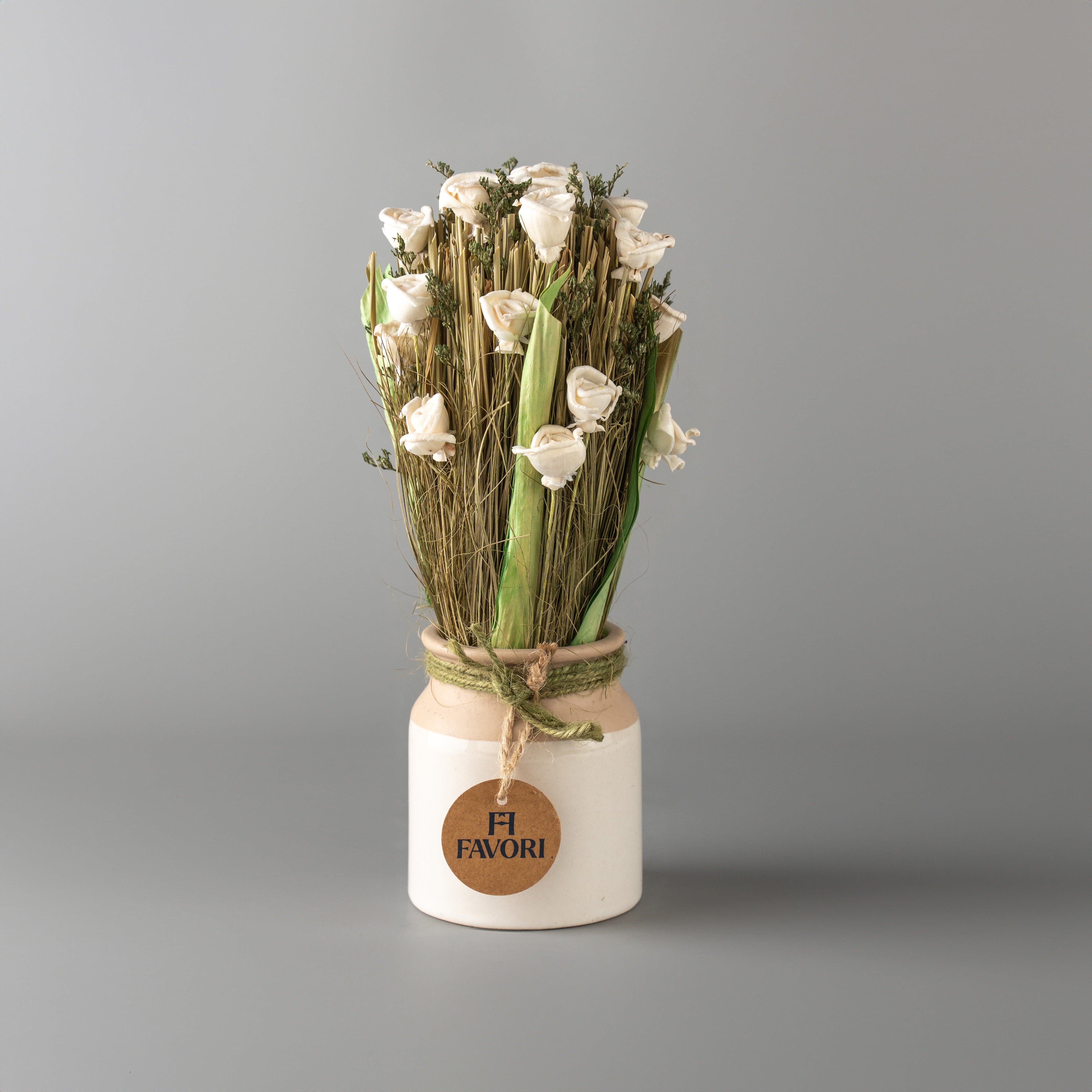 Serene Blooms - floral arrangement in white ceramic vase