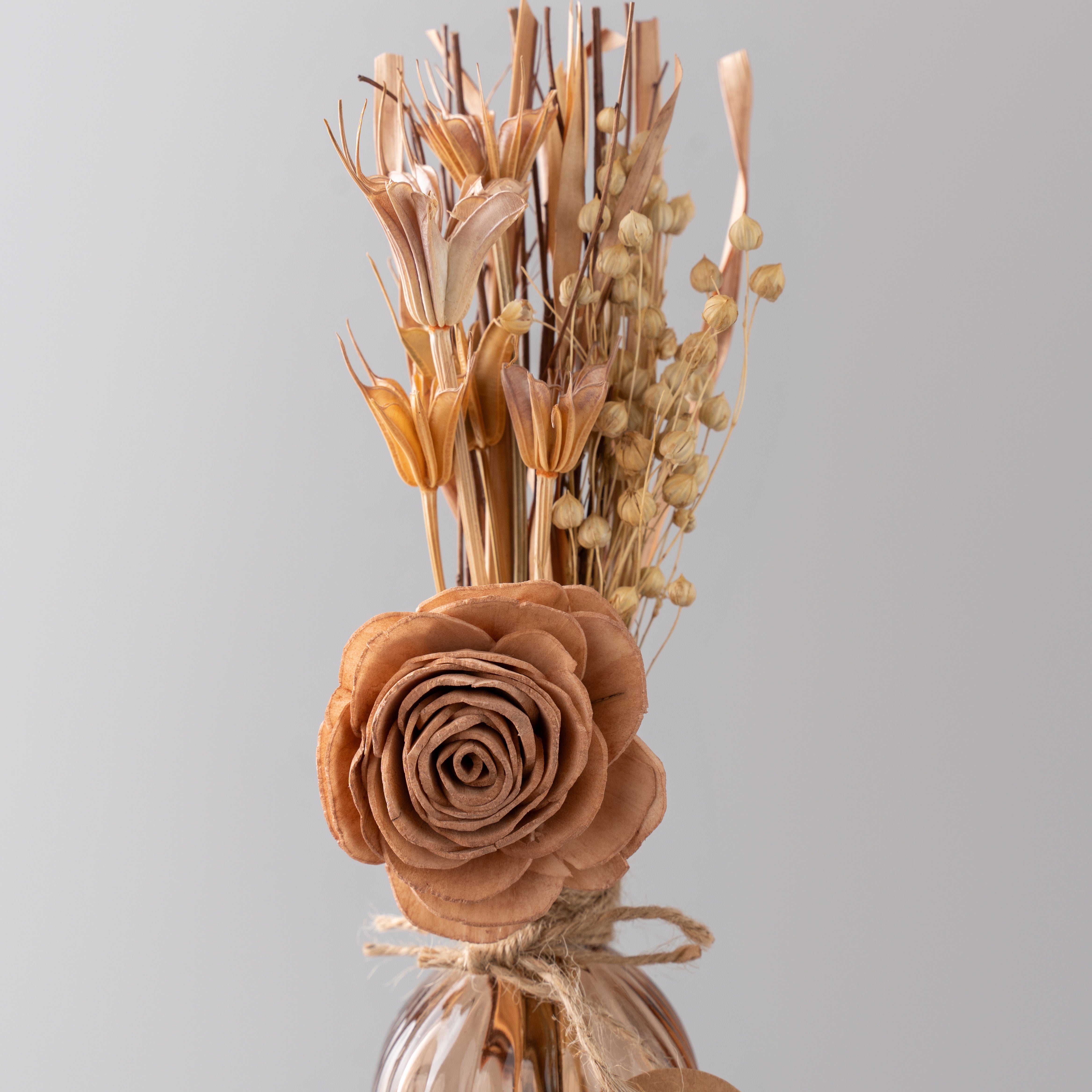 Autumn Ember - Dry mix floral arrangement in fluted glass vase