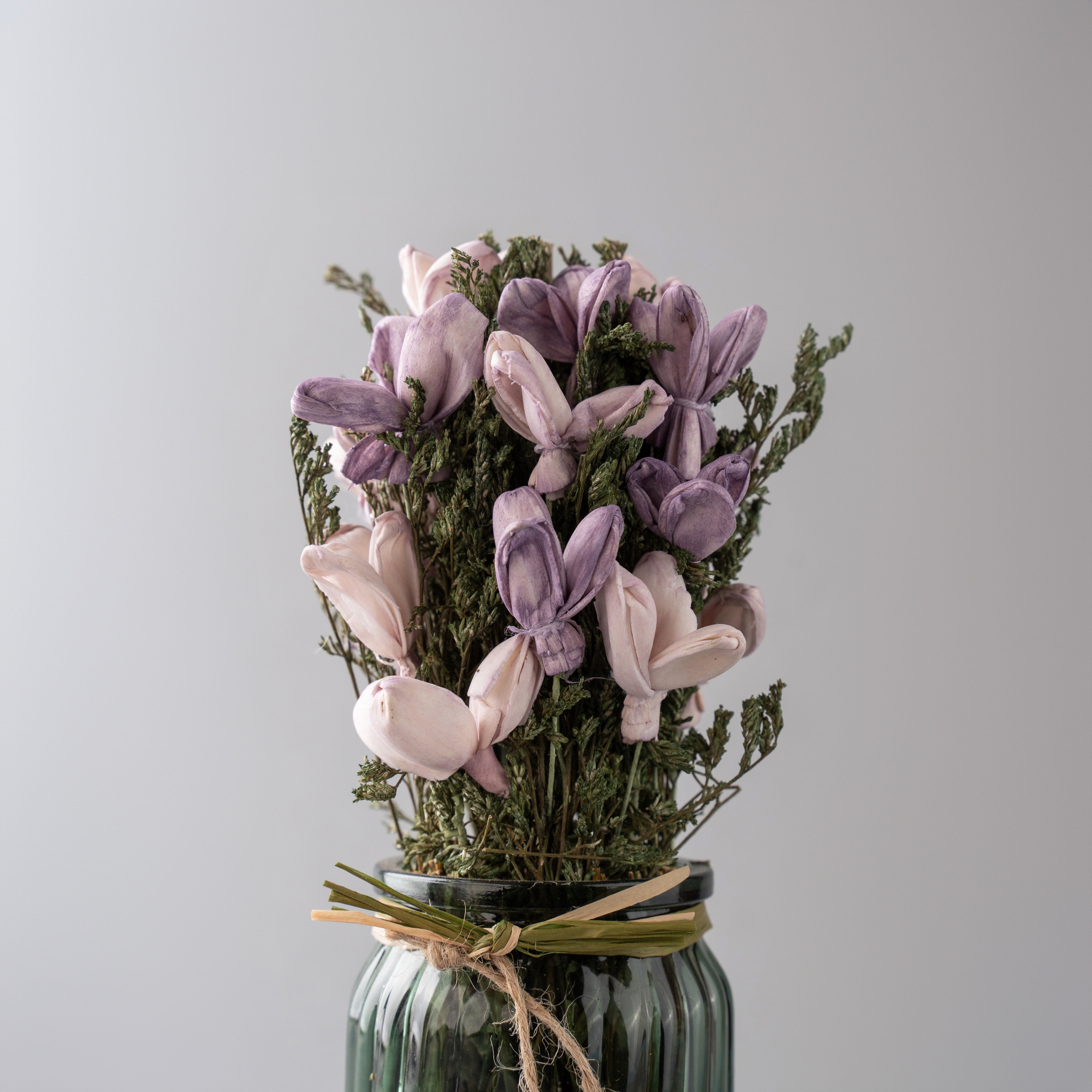 Autumn Ember - Dry mix floral arrangement in fluted glass vase