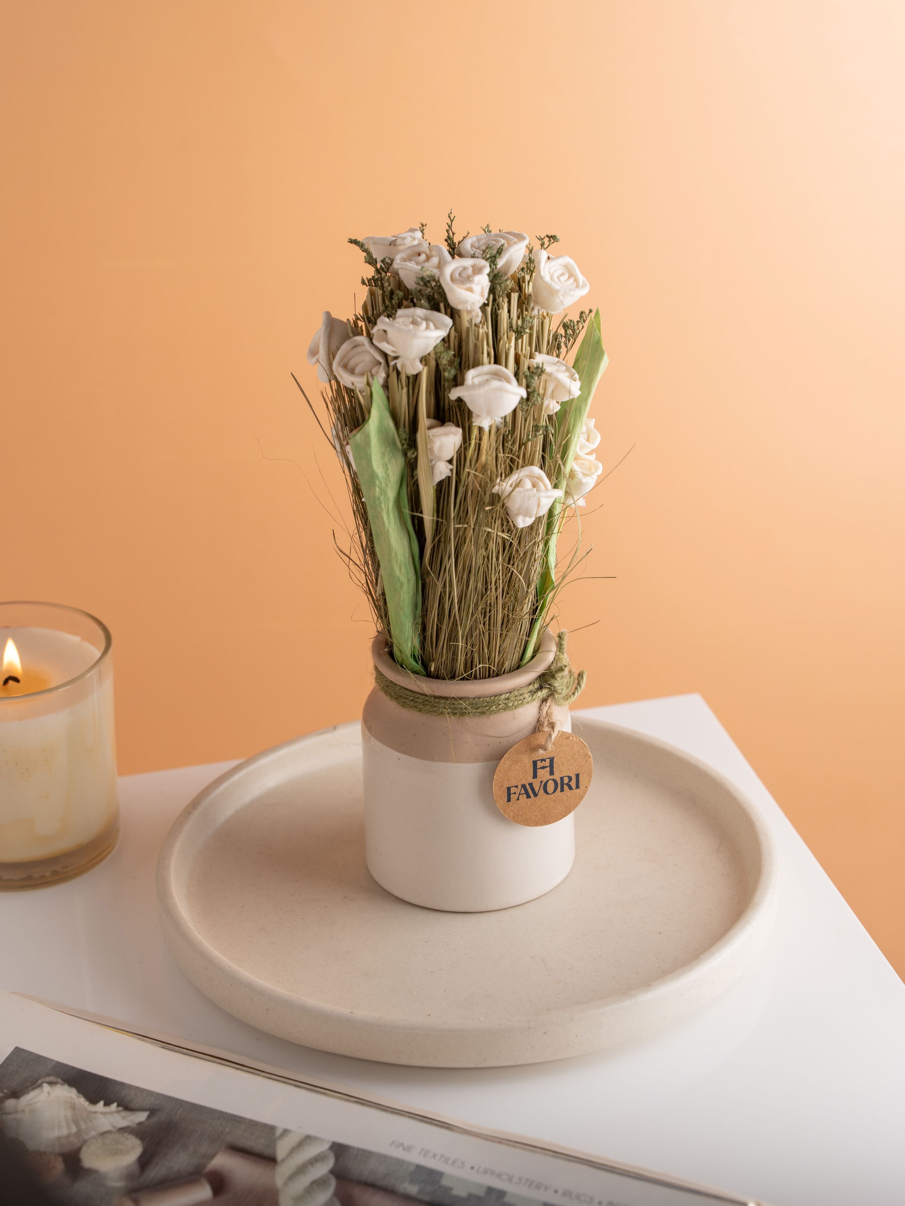 Serene Blooms - floral arrangement in white ceramic vase