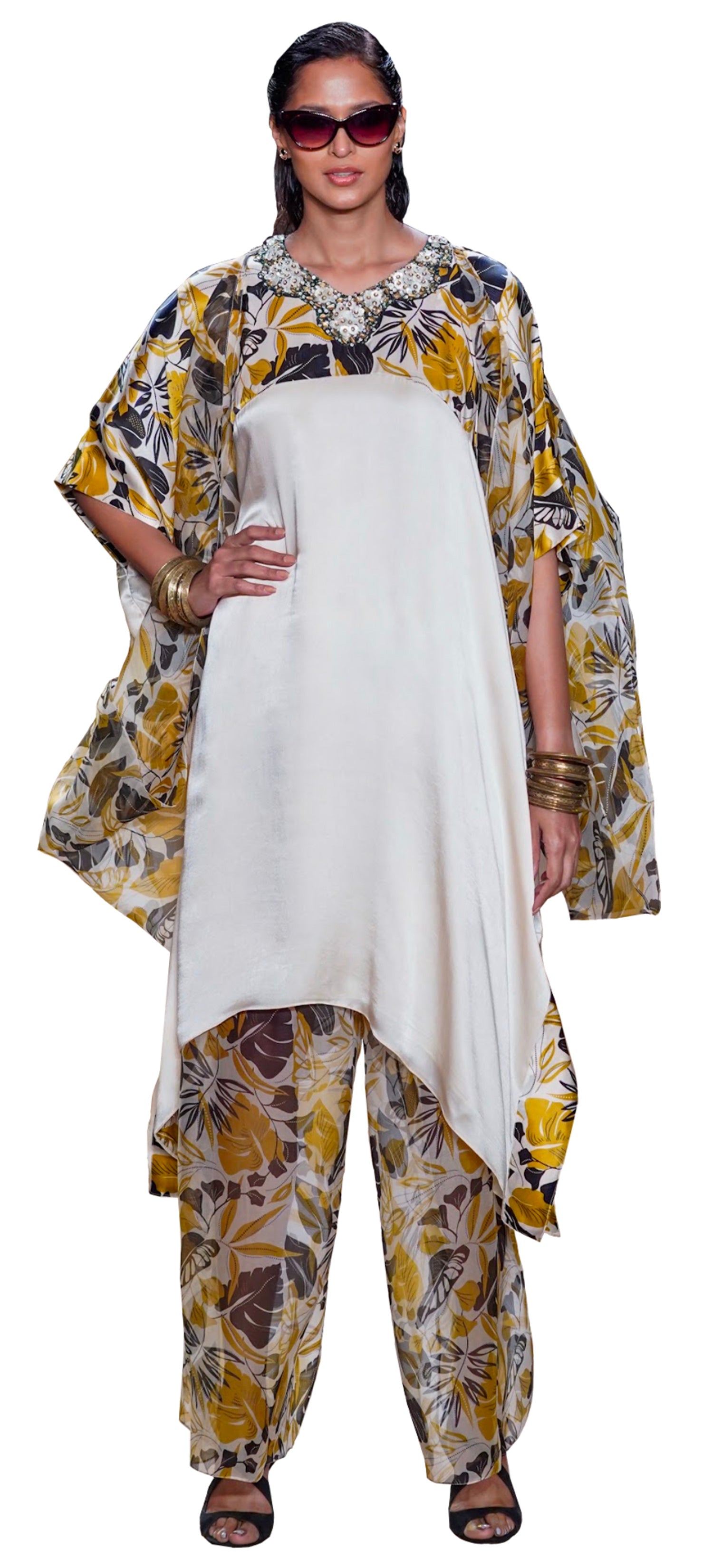 Appliqué kaftan and pants