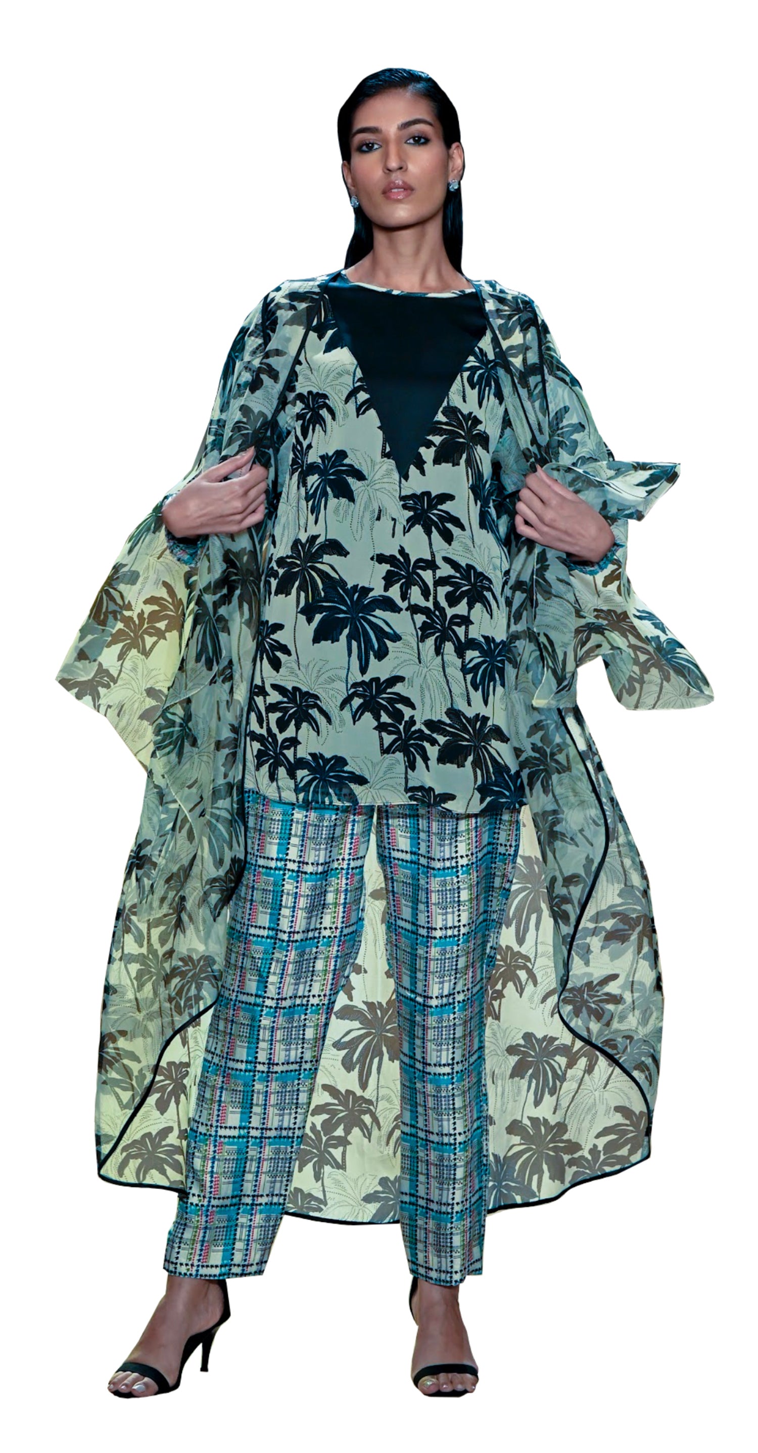 Printed organza and pants