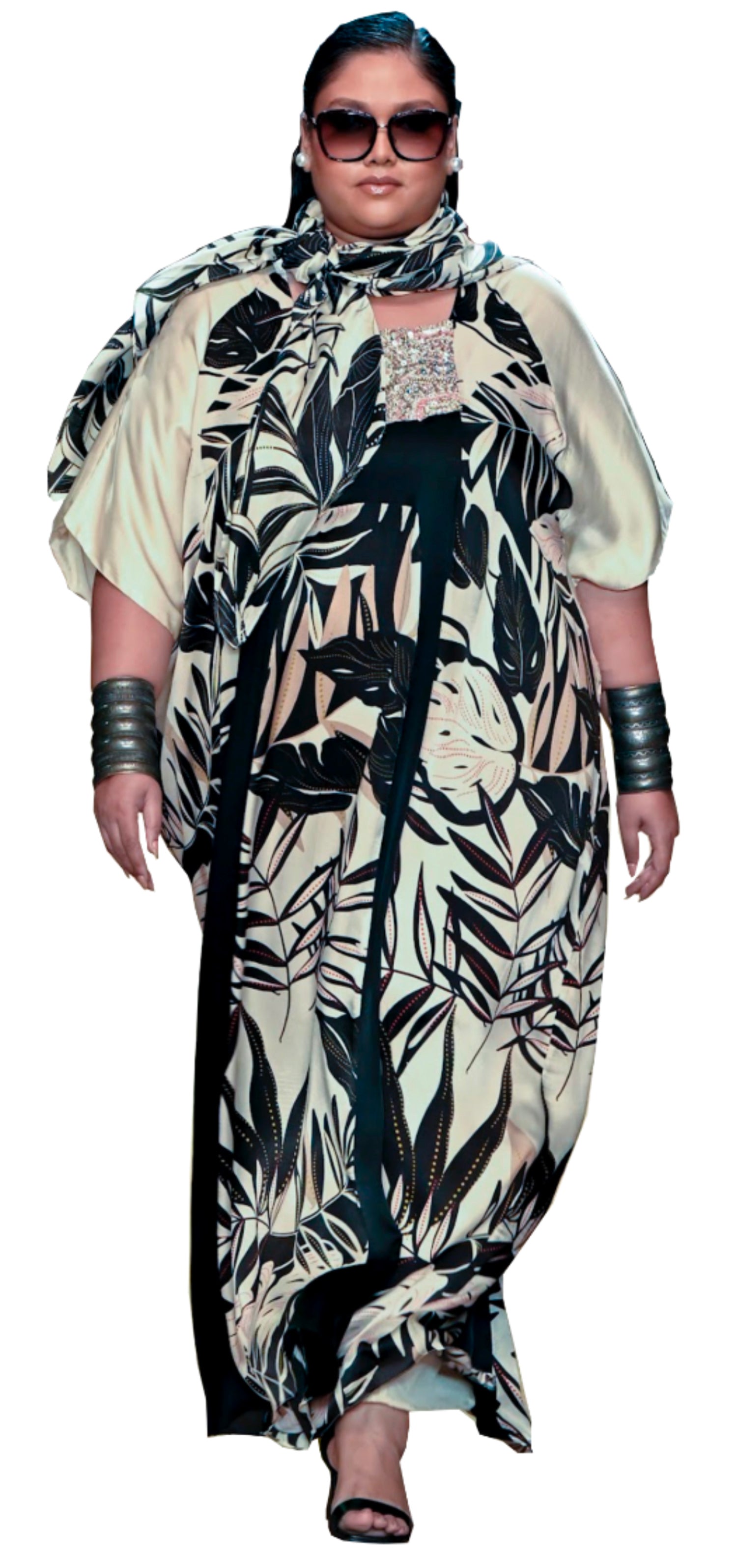 Printed scarf and kaftan