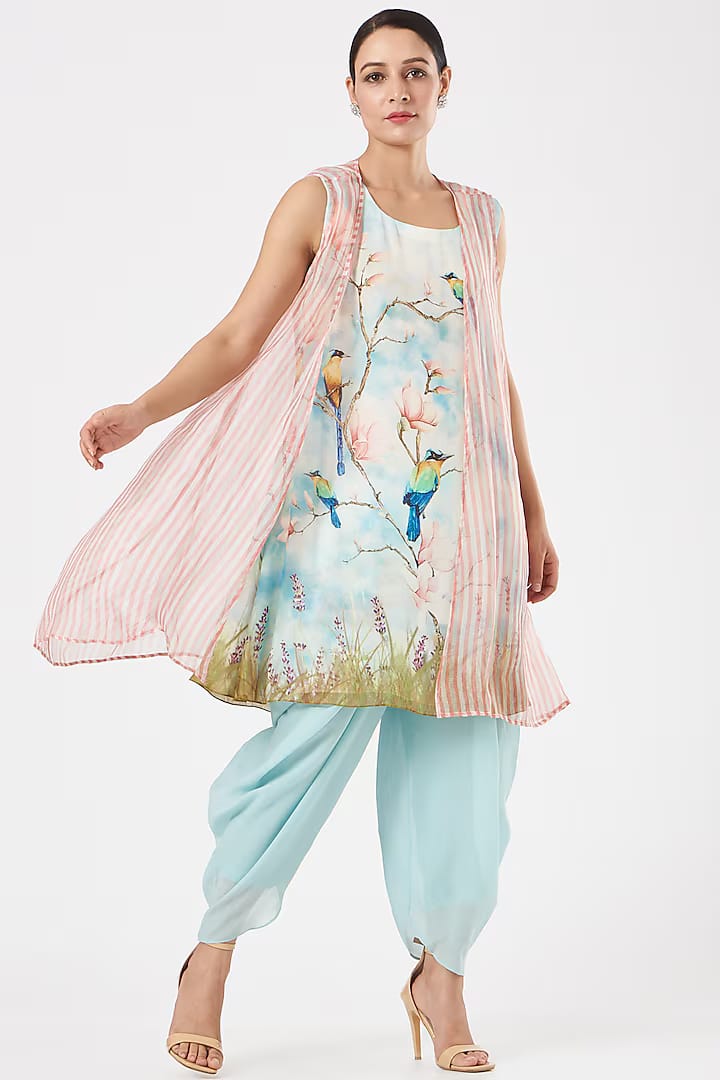Blush Pink Organza Cape Set