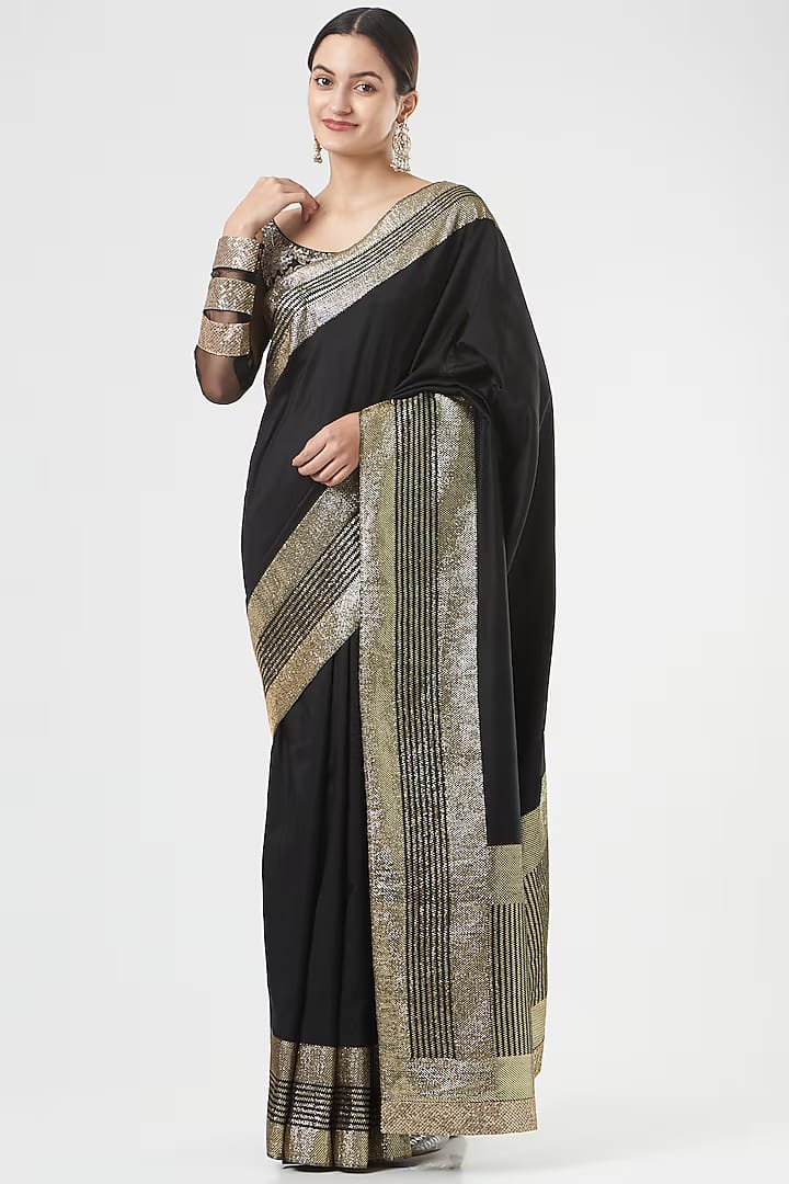 Black Silk Saree Set