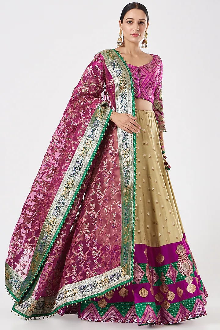 Beige Pure Pink Lehenga Set