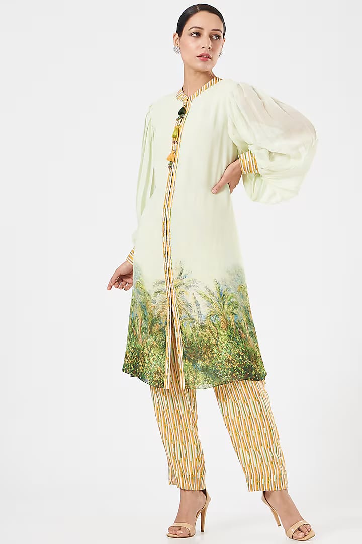 Mint Green & Yellow Pant Set