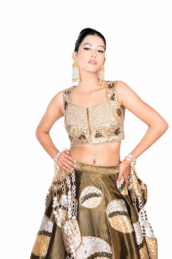 Lehenga Corset Blouse and Dupatta