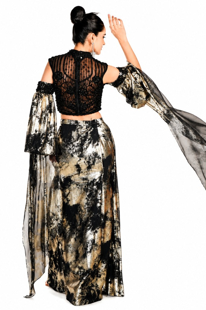 Tie and Dye Drape Skirt Blouse