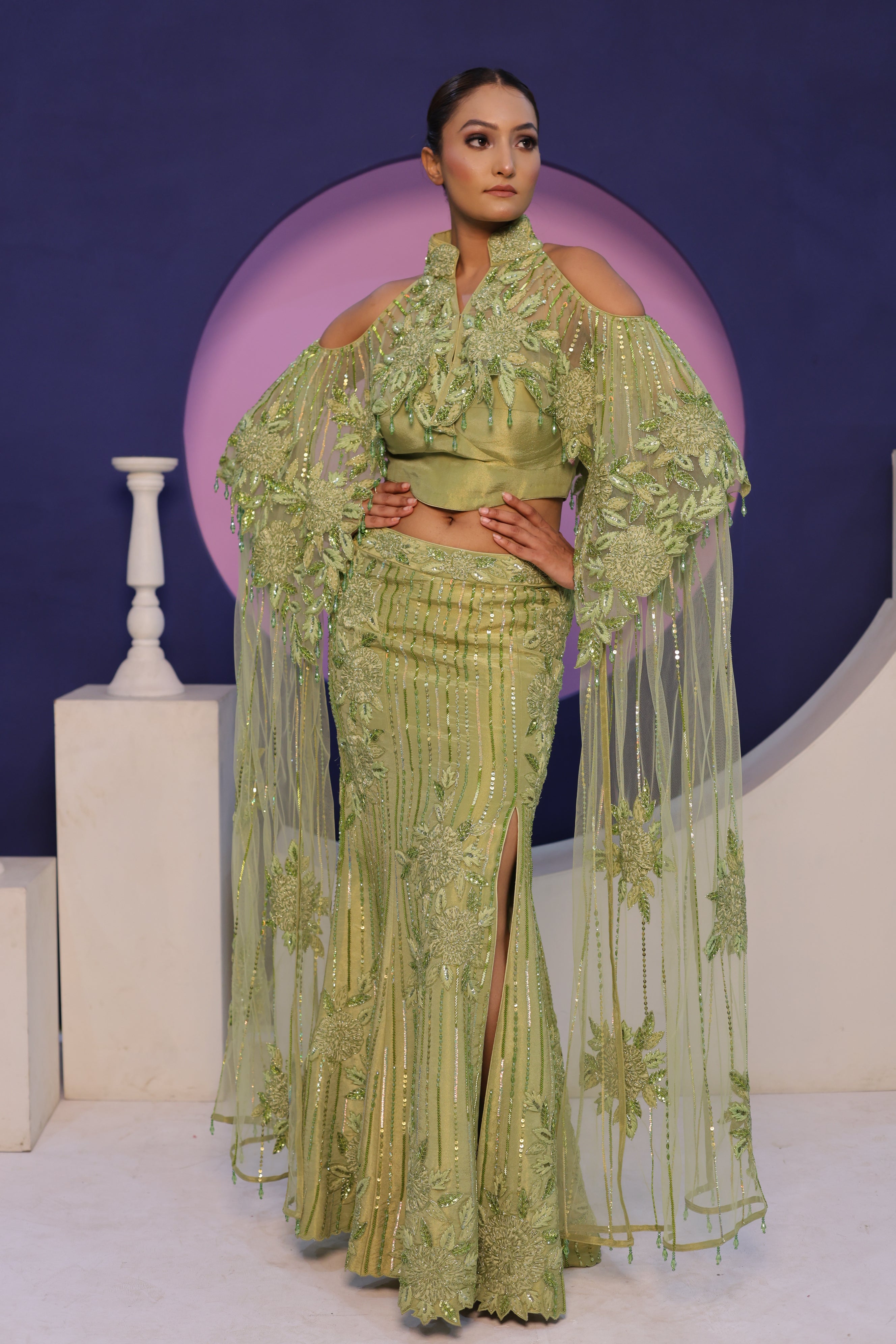 Constructed Drape Cape Skirt