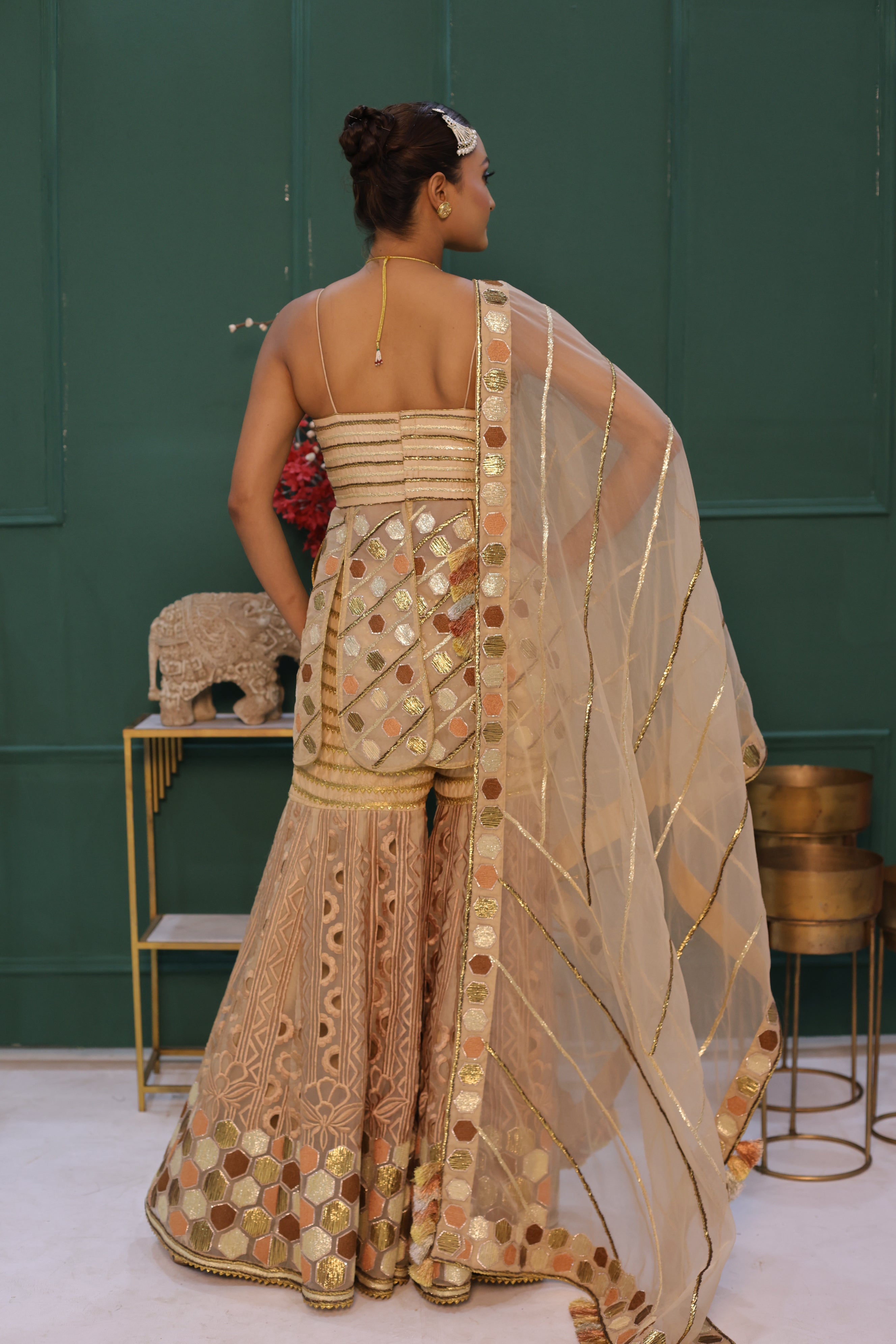 Silk Organza with cutwork sharara