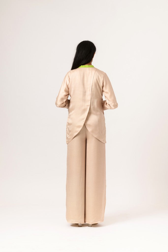 Ecru Green Half Half Blouse