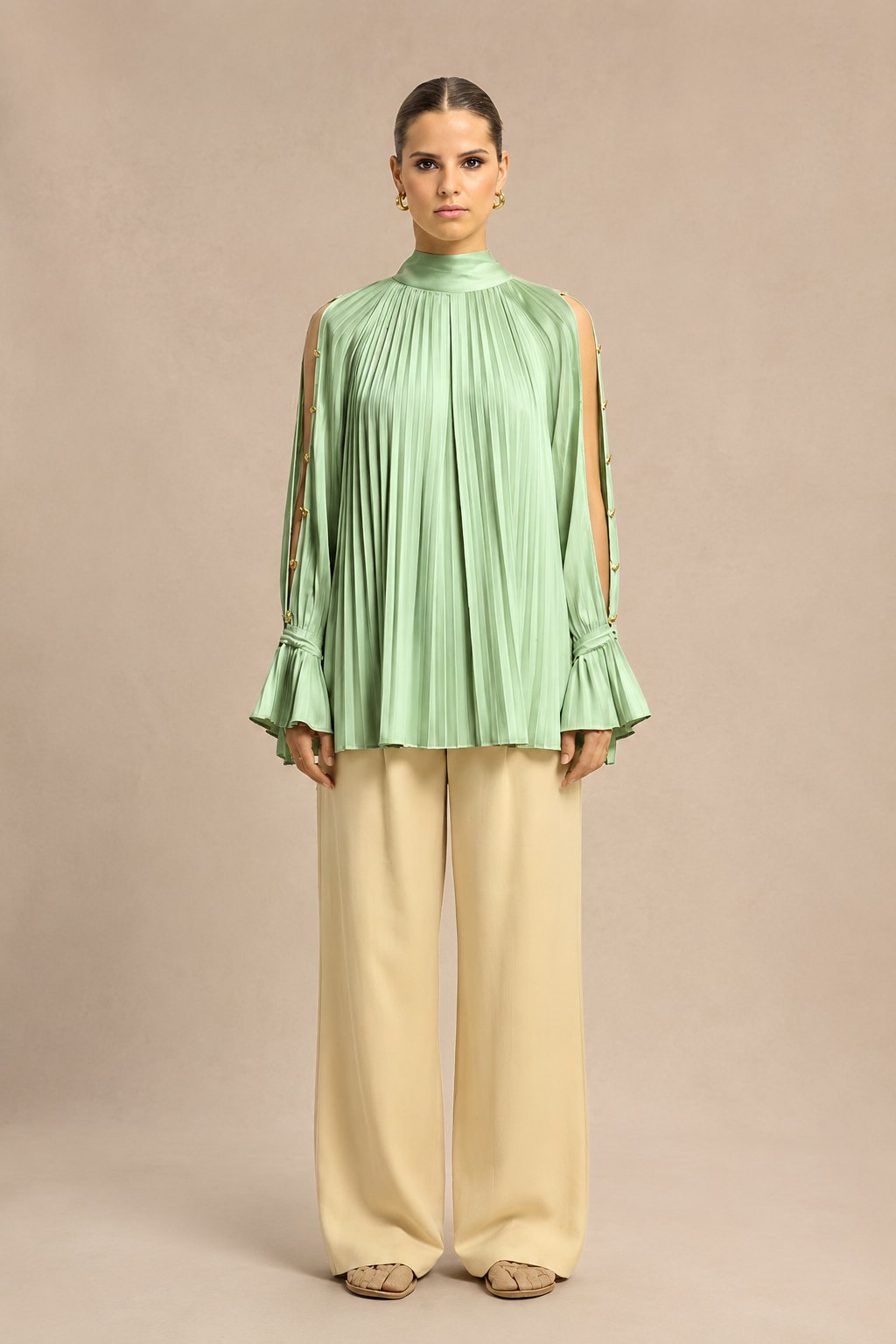Ash Green Halter Neck Blouse