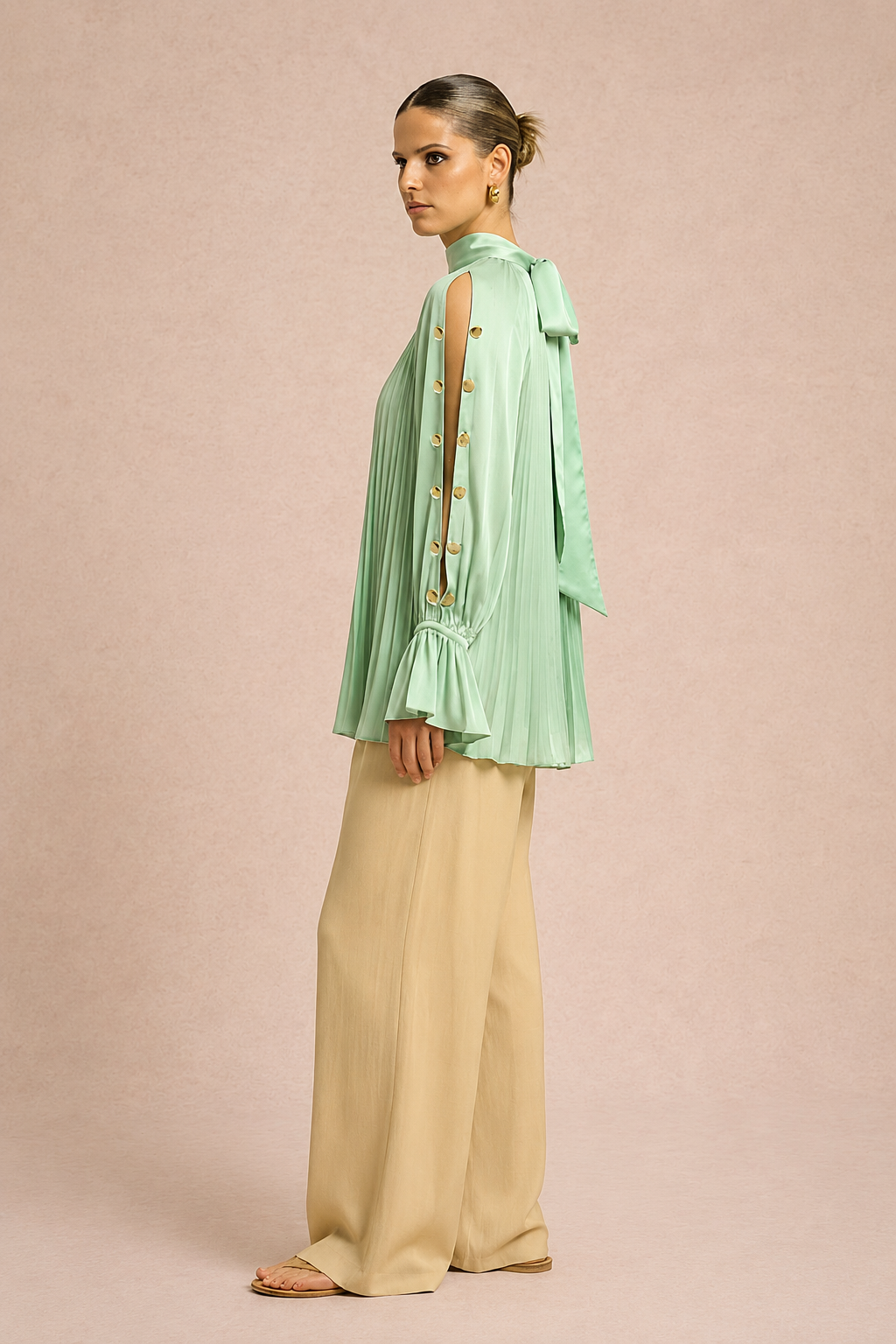 Ash Green Halter Neck Blouse