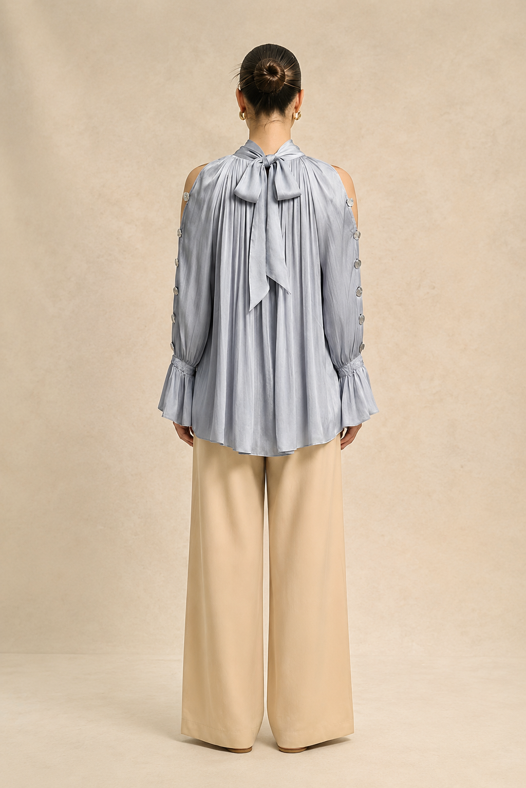 Steel Grey Halter Neck Blouse