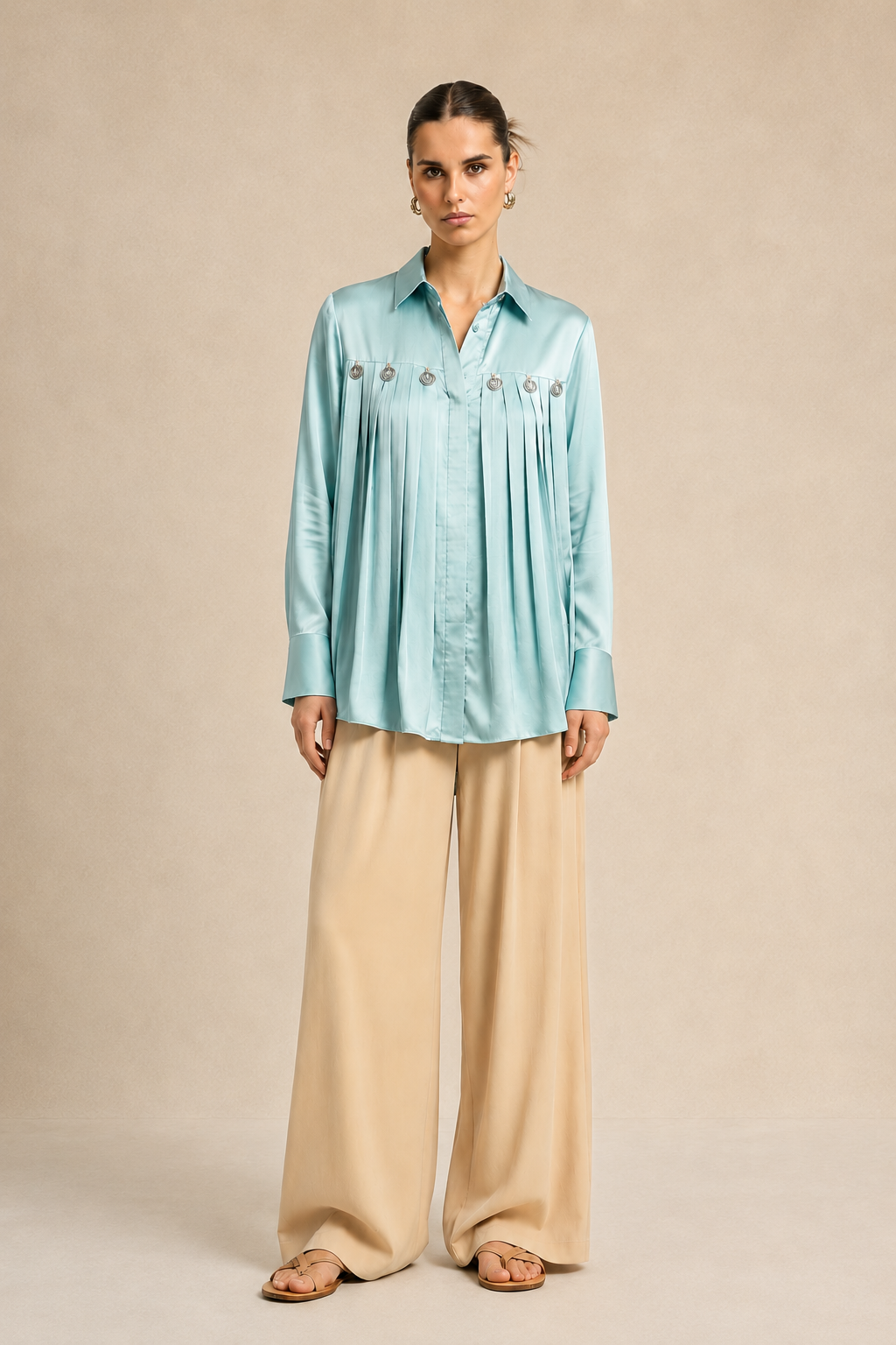 Tropical Breeze Blue Gather Shirt