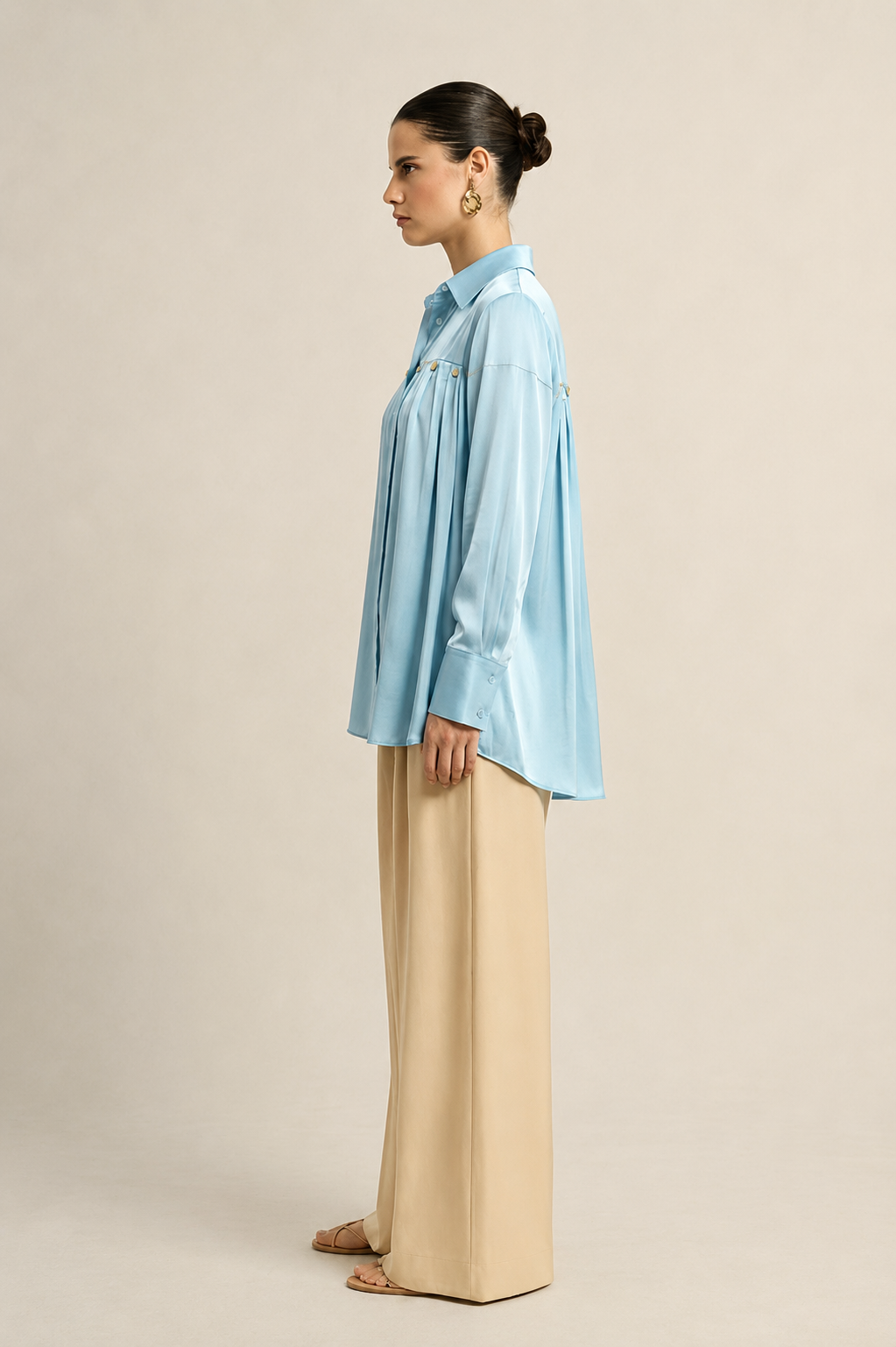 Tropical Breeze Blue Gather Shirt