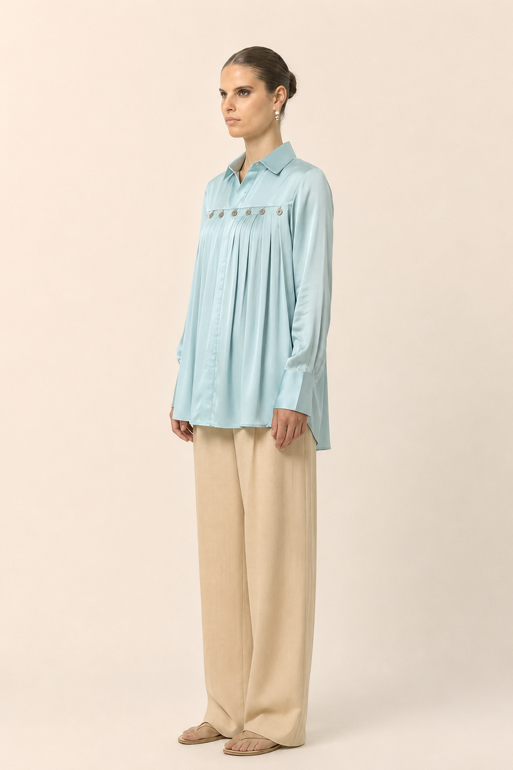 Tropical Breeze Blue Gather Shirt