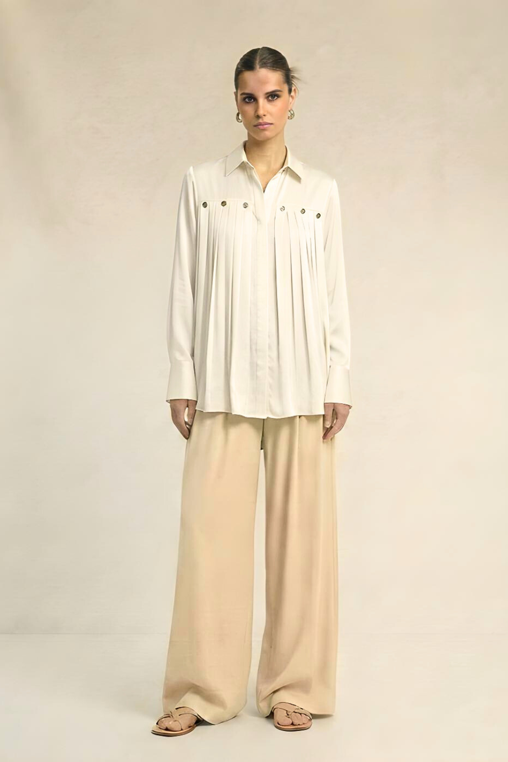 Ivory White Gather Shirt