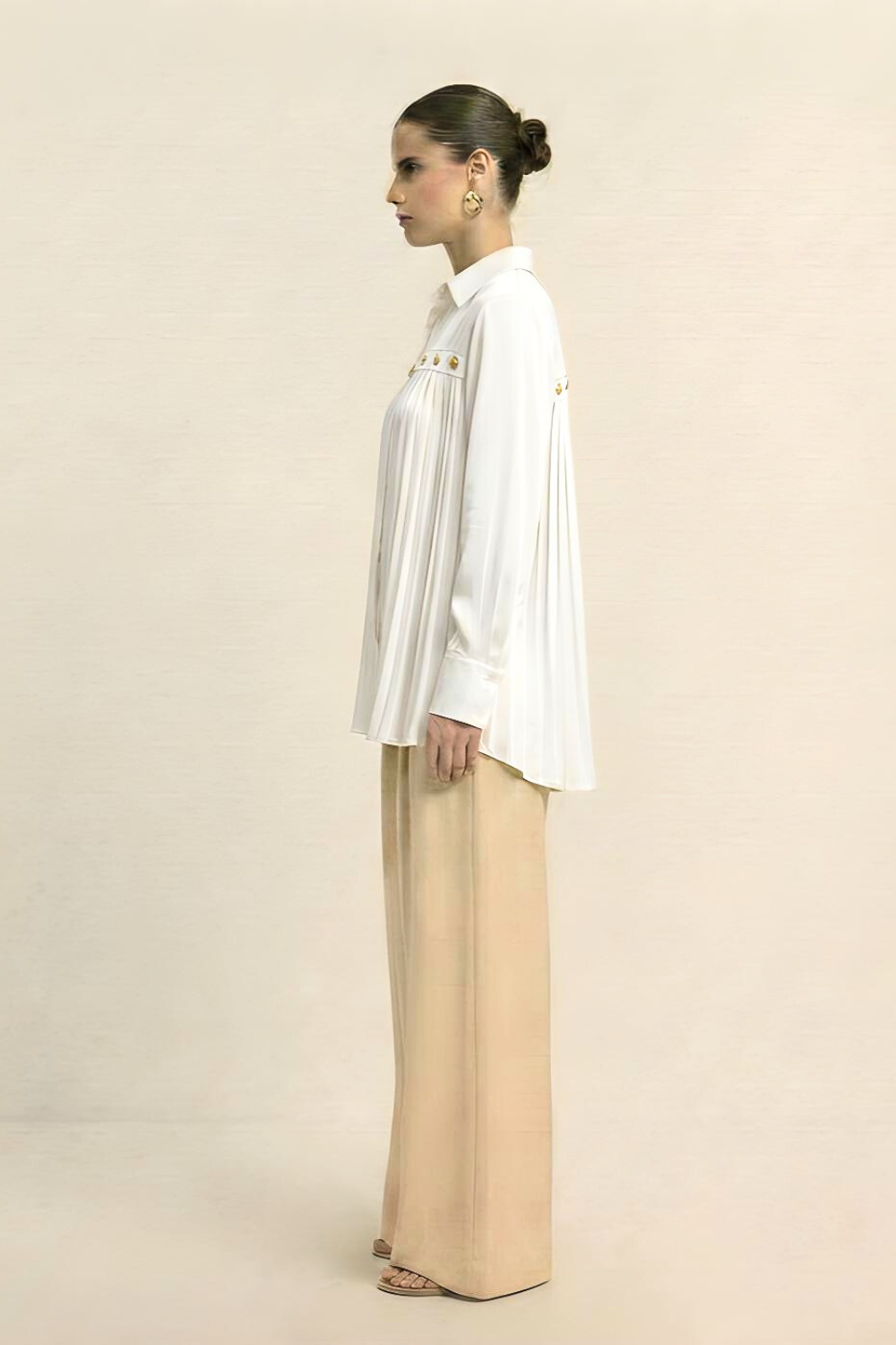 Ivory White Gather Shirt