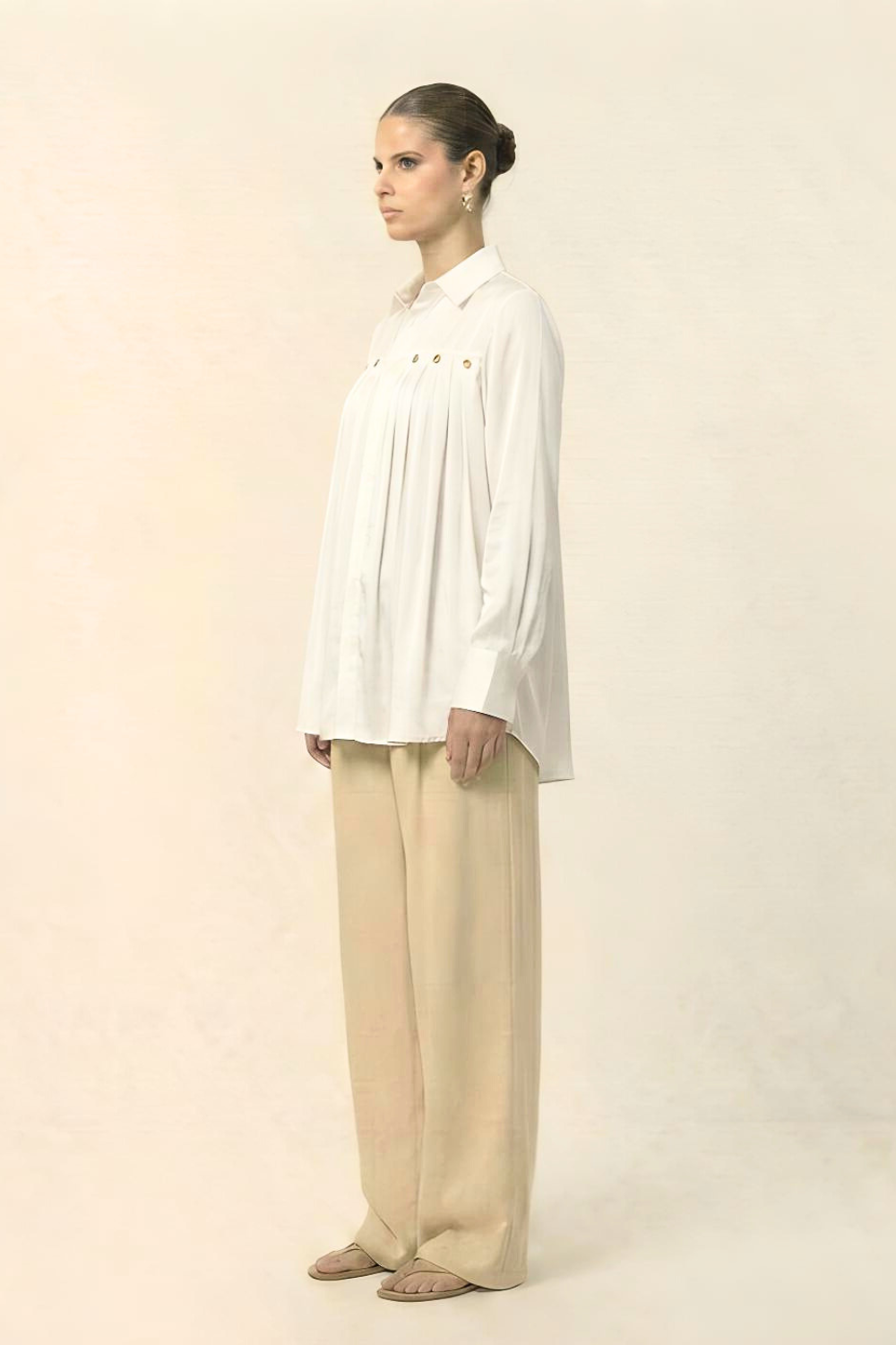 Ivory White Gather Shirt