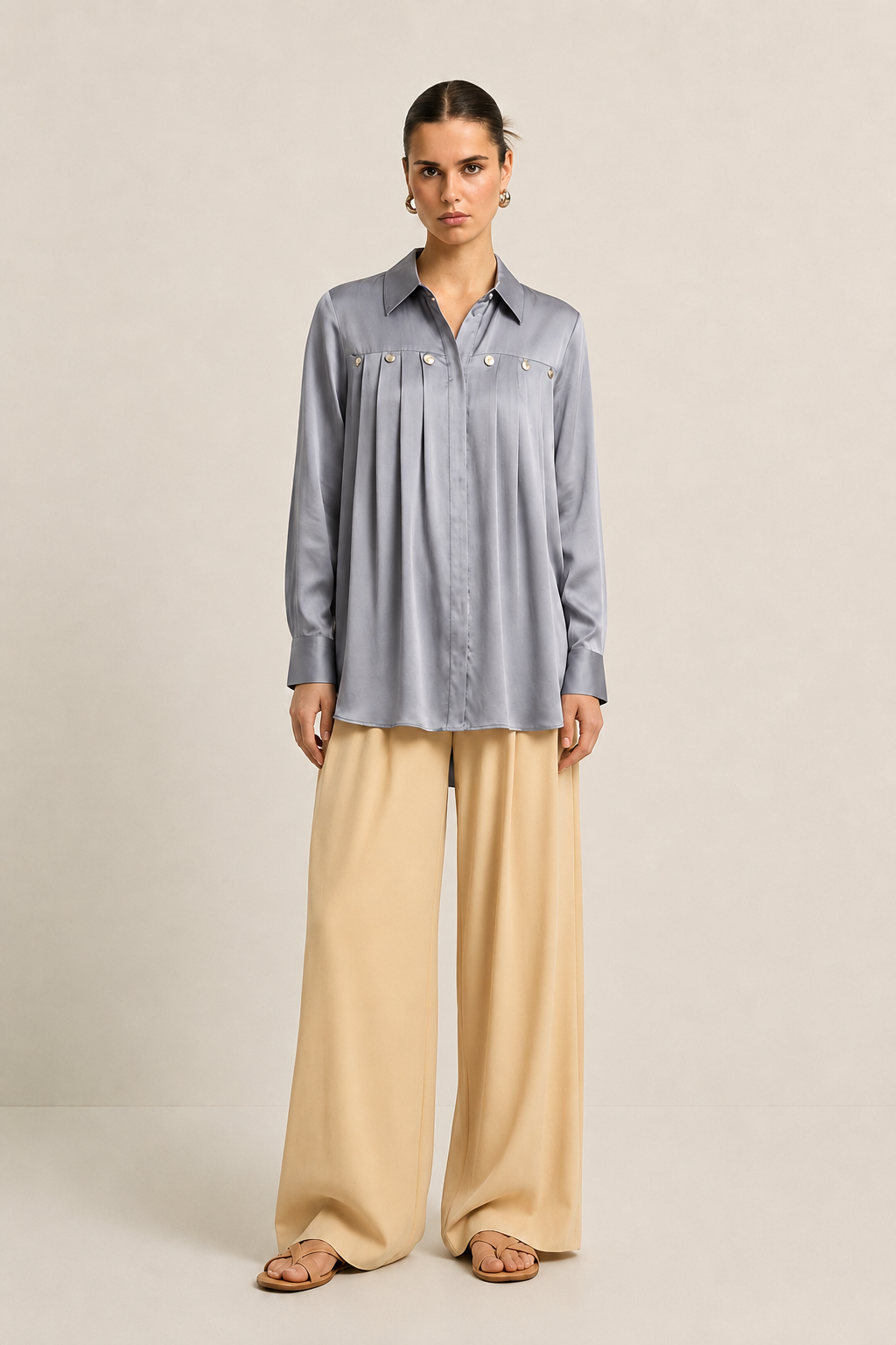 Steel Grey Gather Shirt