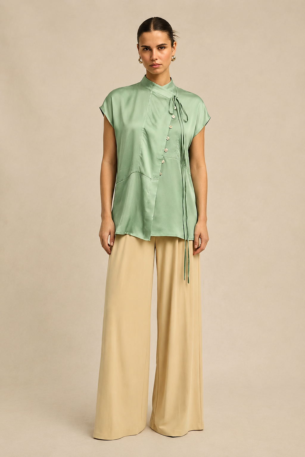 Ash Green Crew Neck Blouse