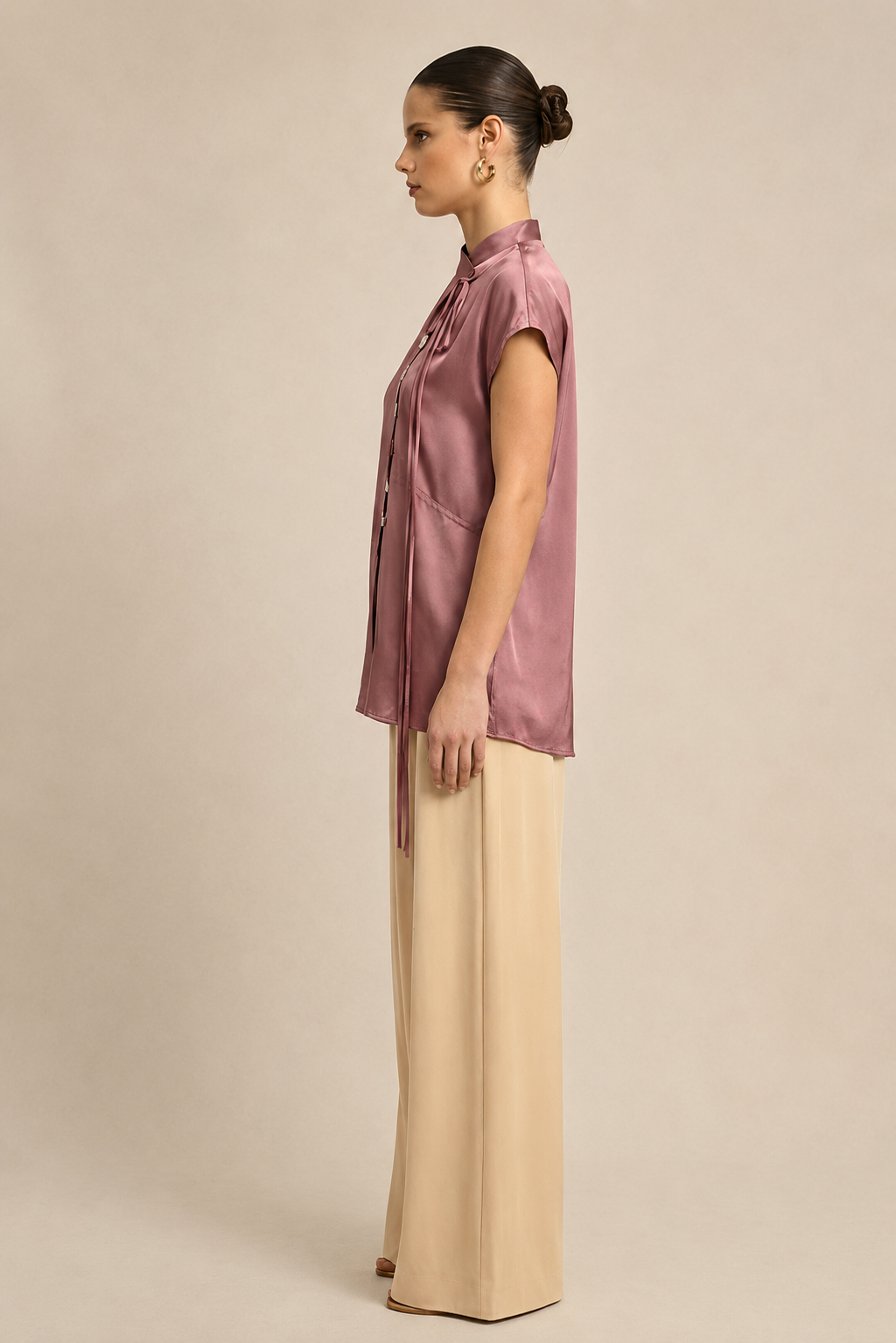 Brick Red Crew Neck Blouse