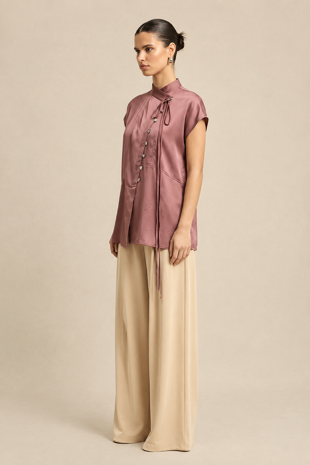Brick Red Crew Neck Blouse