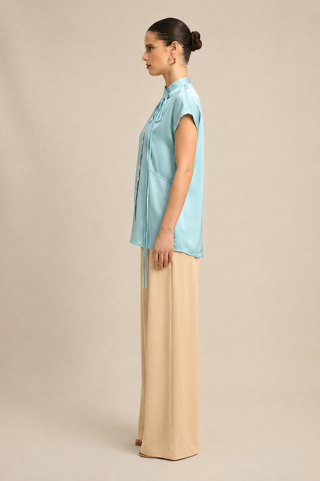 Tropical Breeze Blue Crew Neck Blouse