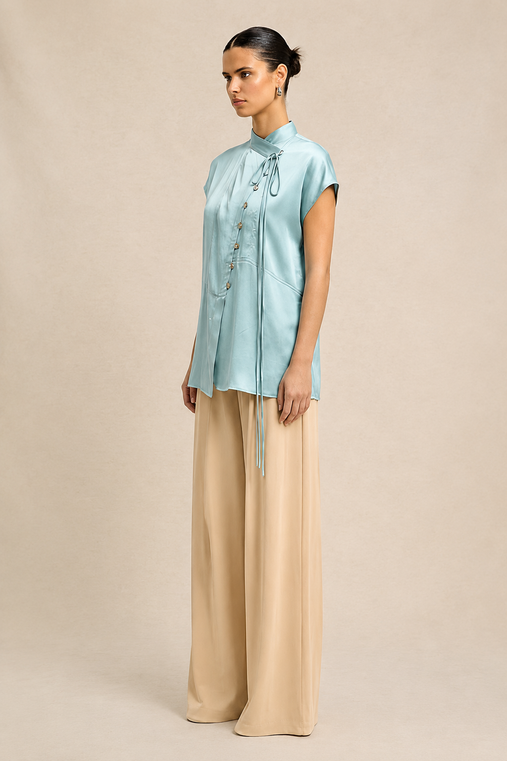 Tropical Breeze Blue Crew Neck Blouse