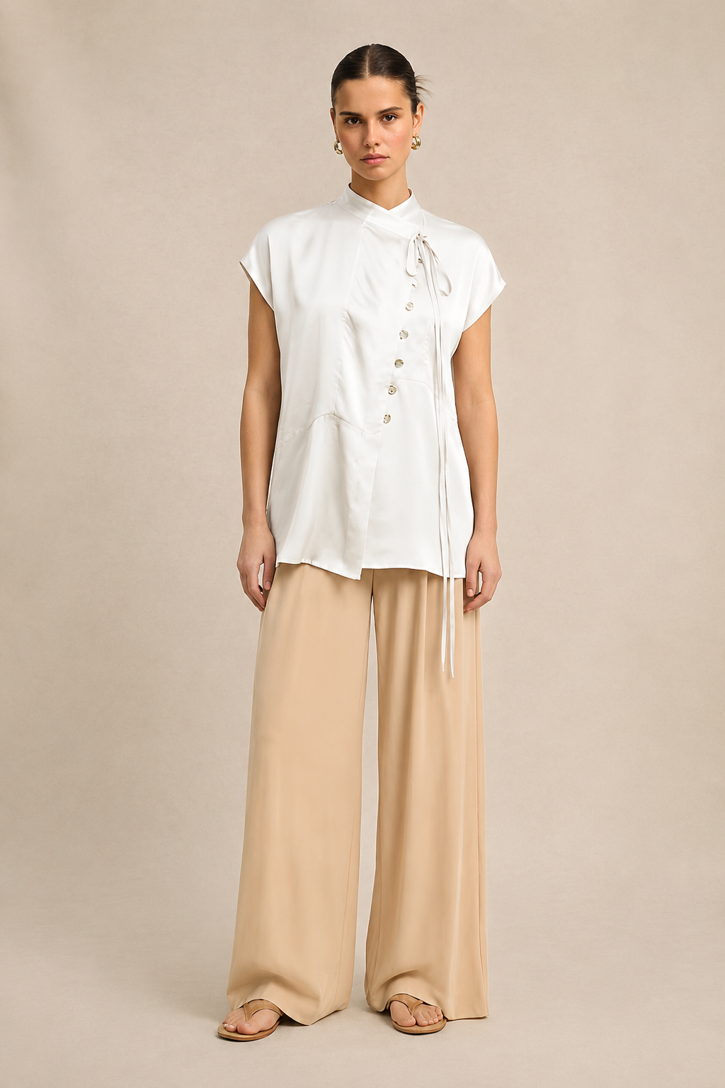 Ivory White Crew Neck Blouse