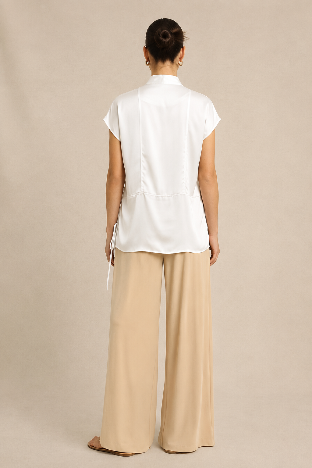 Ivory White Crew Neck Blouse