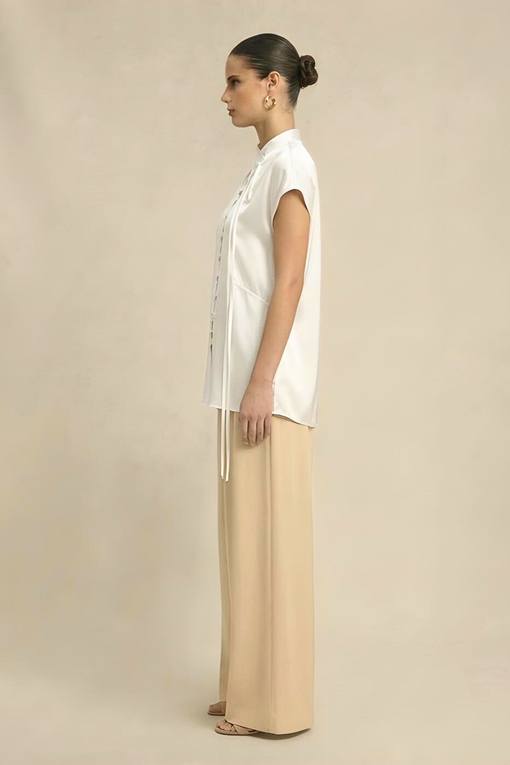 Ivory White Crew Neck Blouse