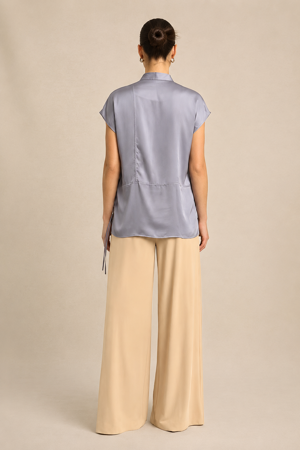 Steel Grey Crew Neck Blouse