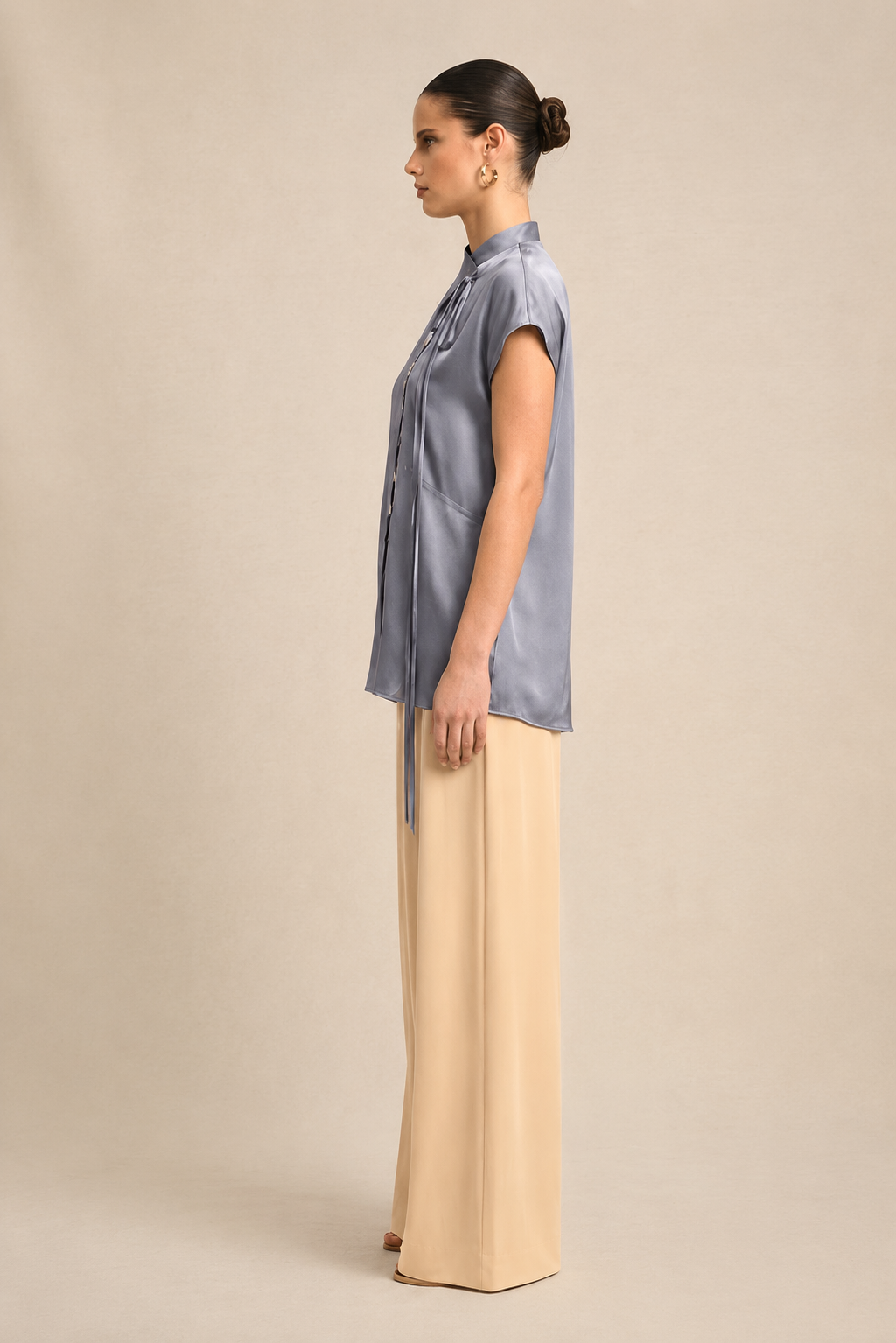 Steel Grey Crew Neck Blouse