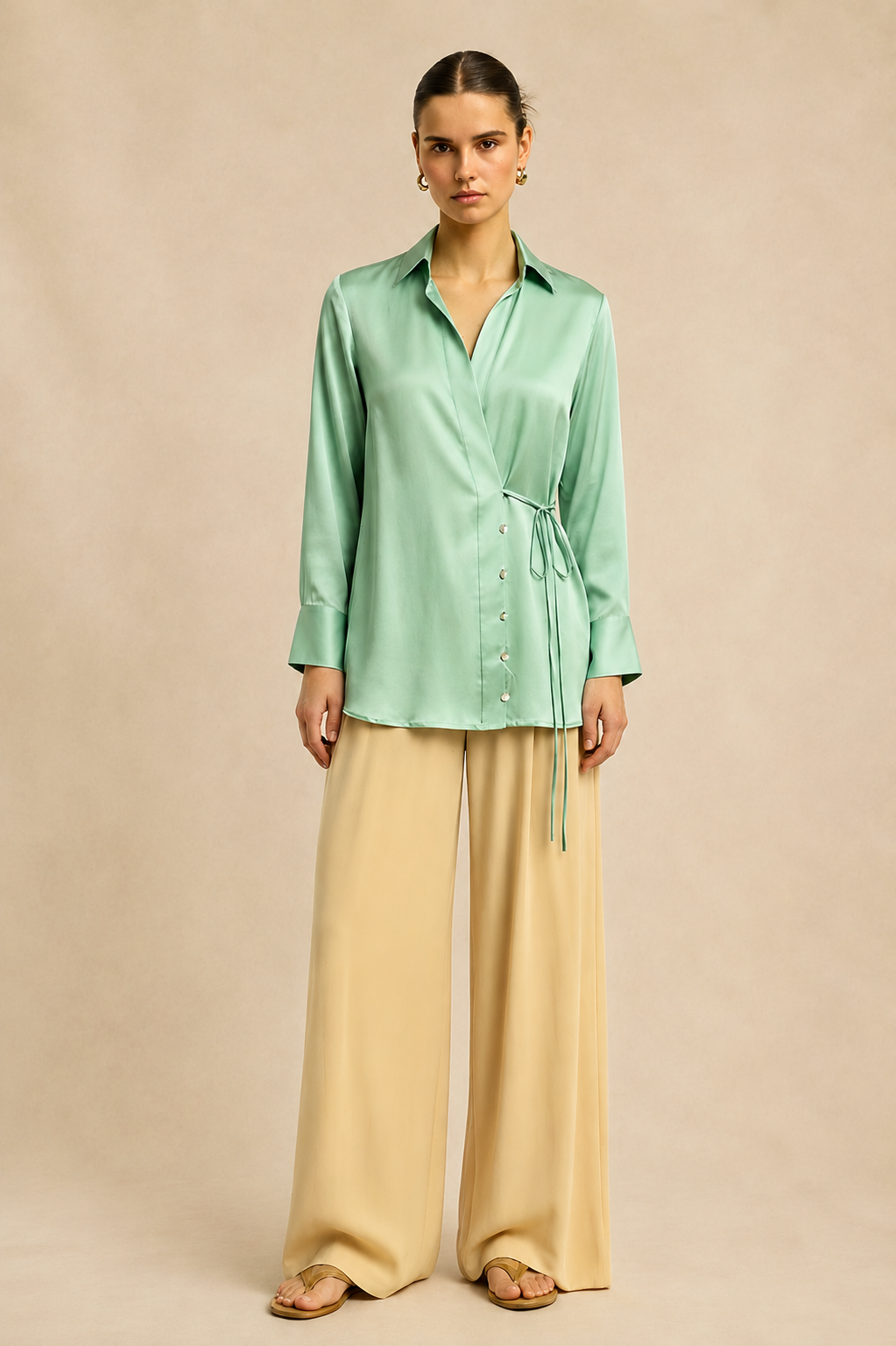 Ash Green Wrap Blouse