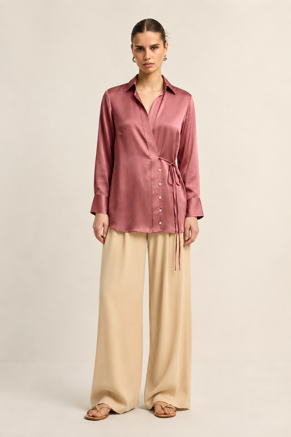 Brick Red Wrap Blouse