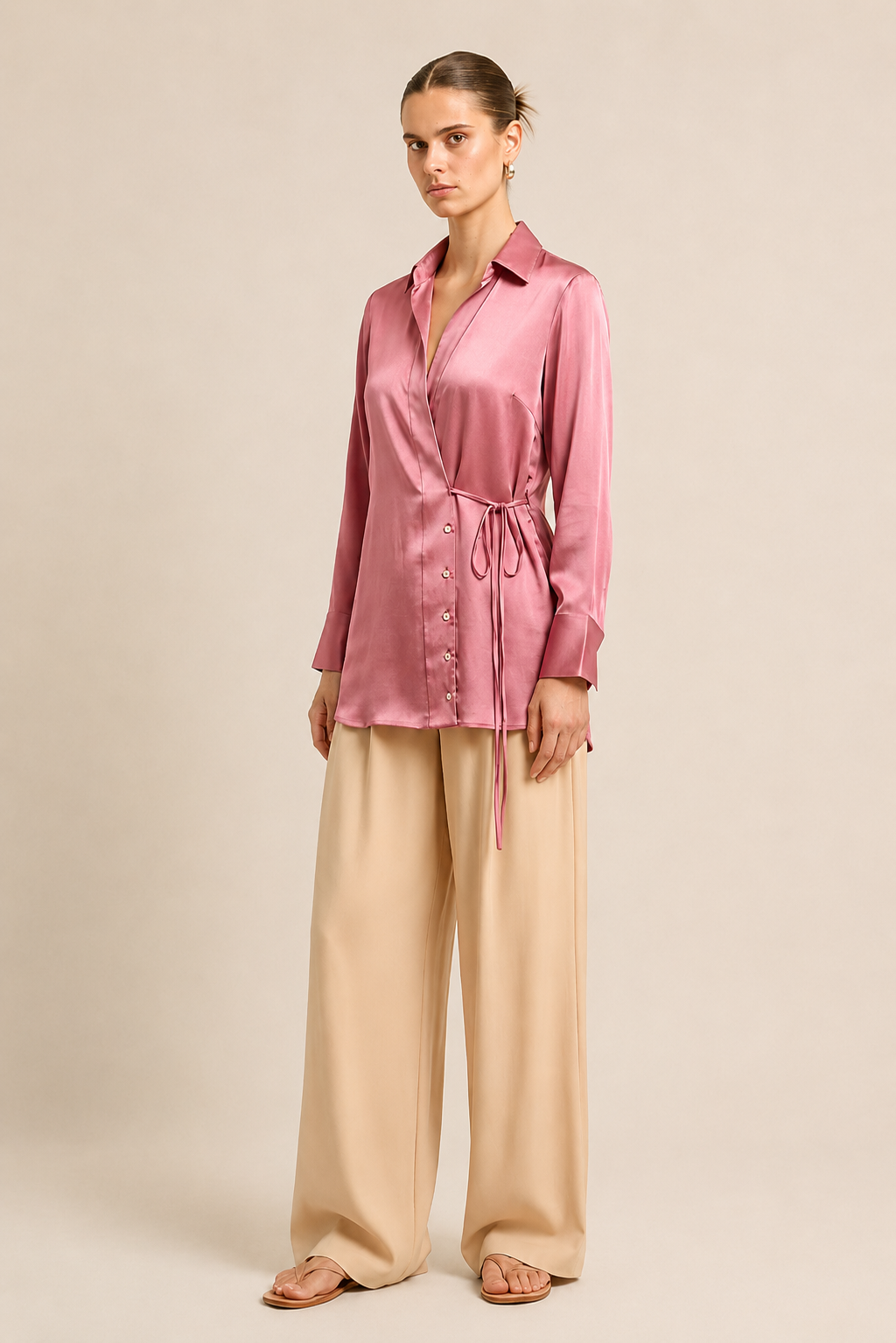 Brick Red Wrap Blouse