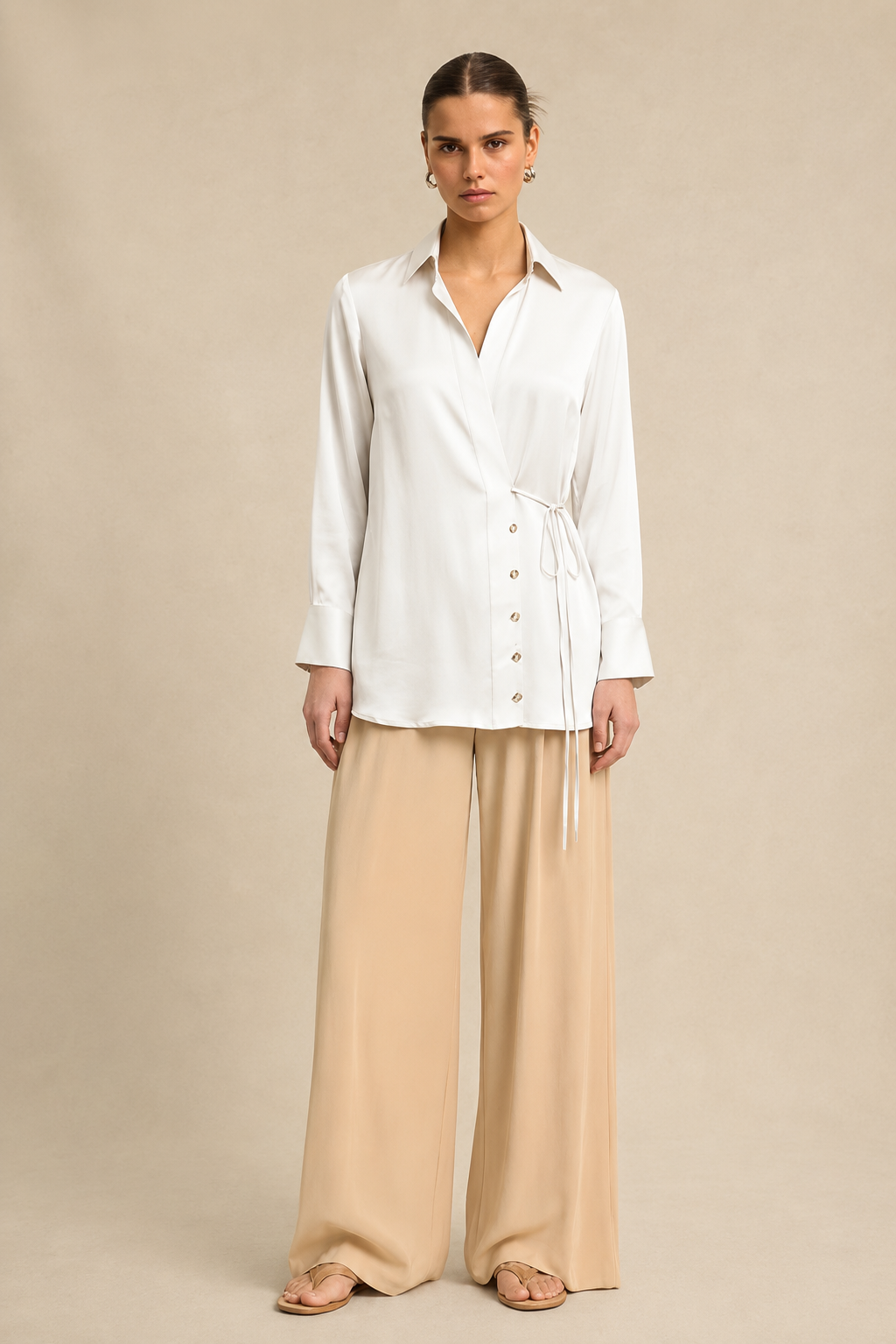 Ivory White Wrap Blouse