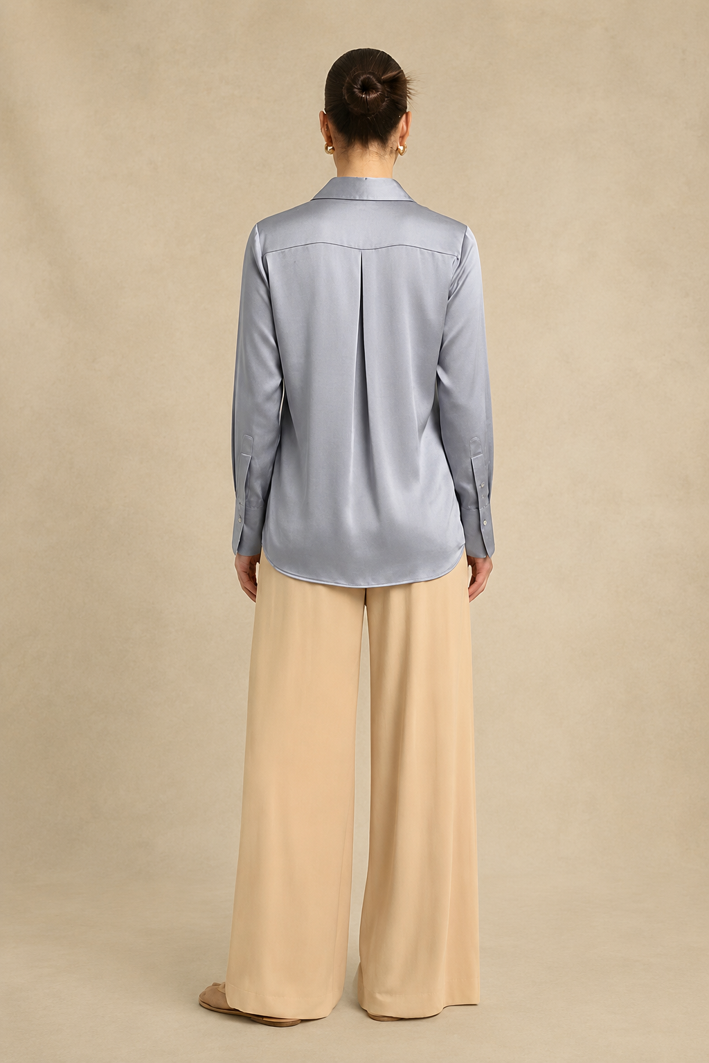 Steel Grey Wrap Blouse