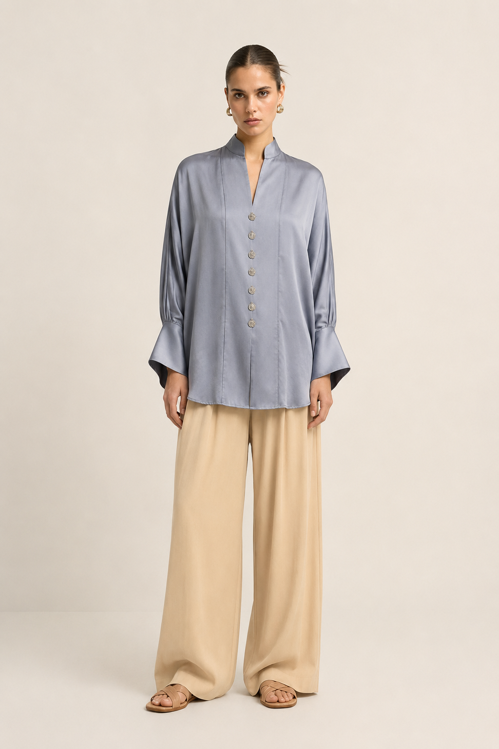 Steel Grey Kaftan Blouse